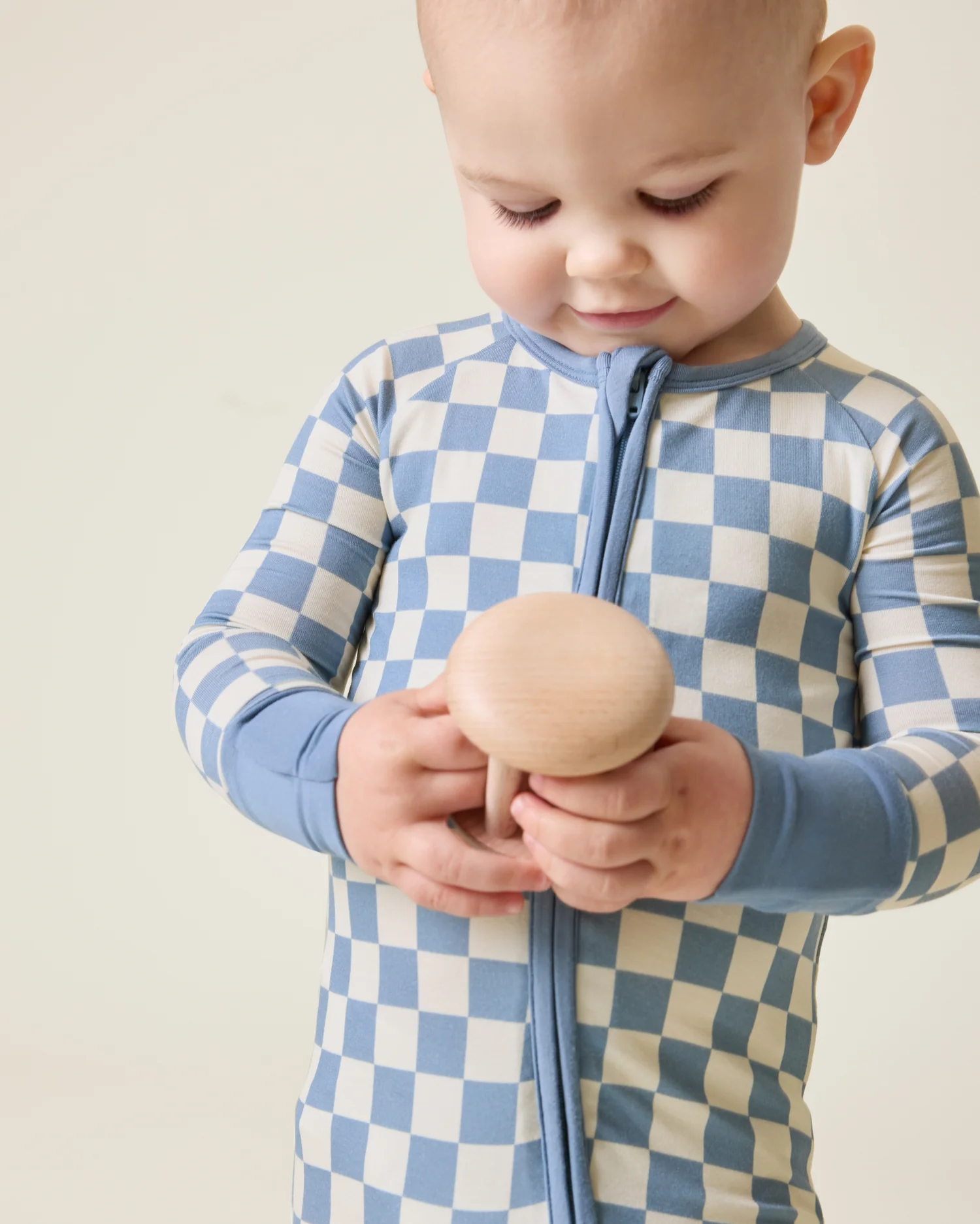 Bamboo Baby Pajama | Blue Checker - Image 3