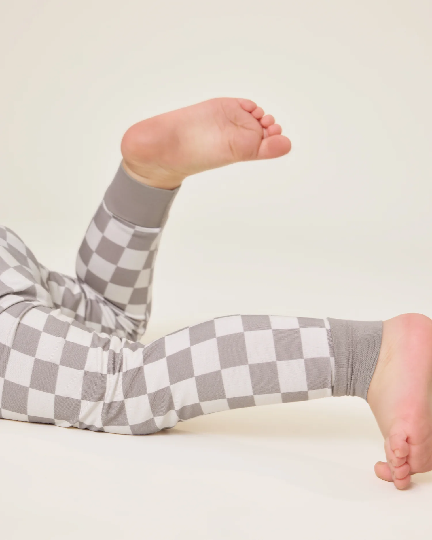 Bamboo Baby Two-Piece Pajama Set | Taupe Checker - Image 4