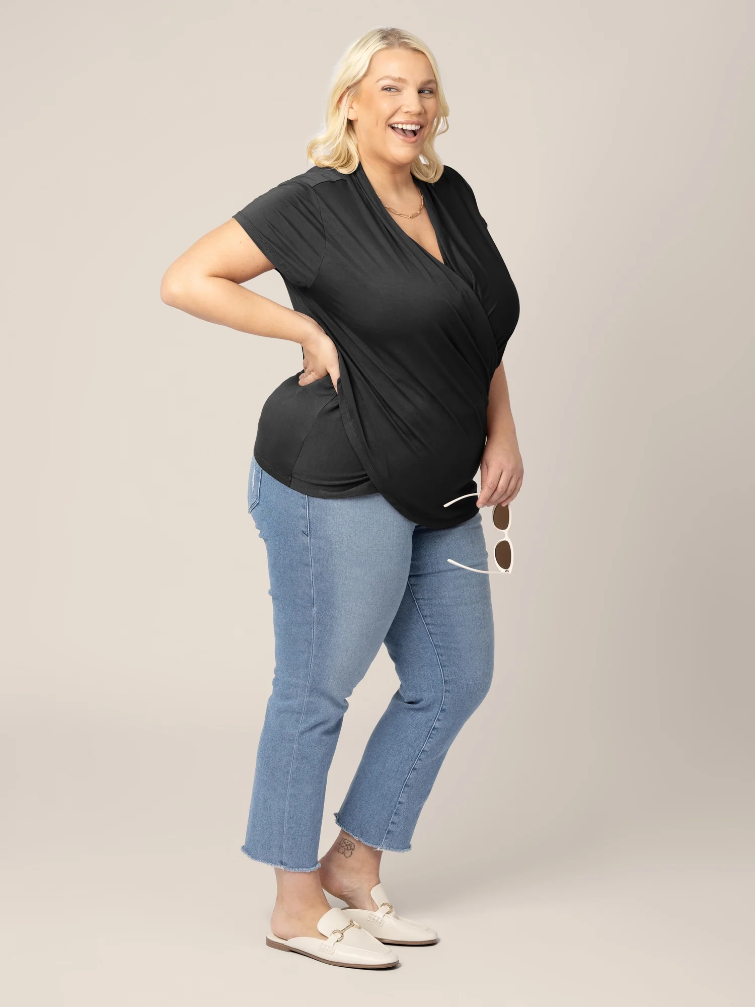 Bamboo Draped Nursing Top | Black - Image 5
