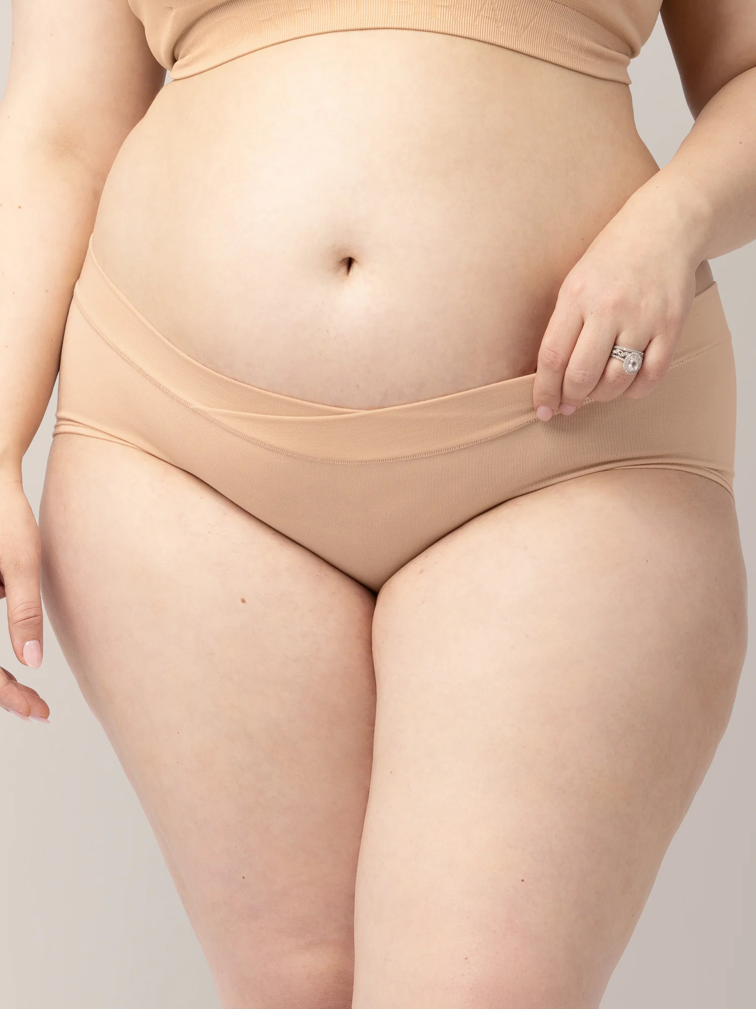 Bamboo Maternity & Postpartum Hipster | Beige - Image 5