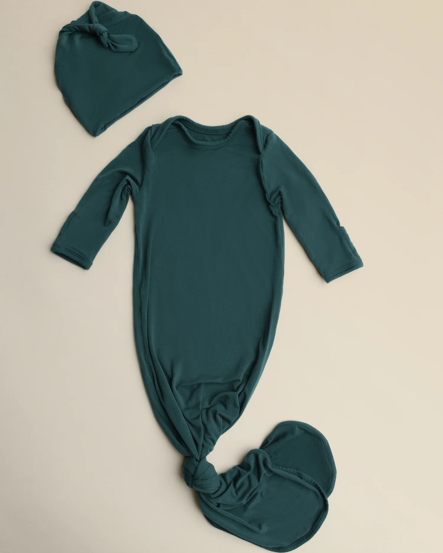 Bamboo Knotted Baby Gown & Hat | Evergreen - Image 3