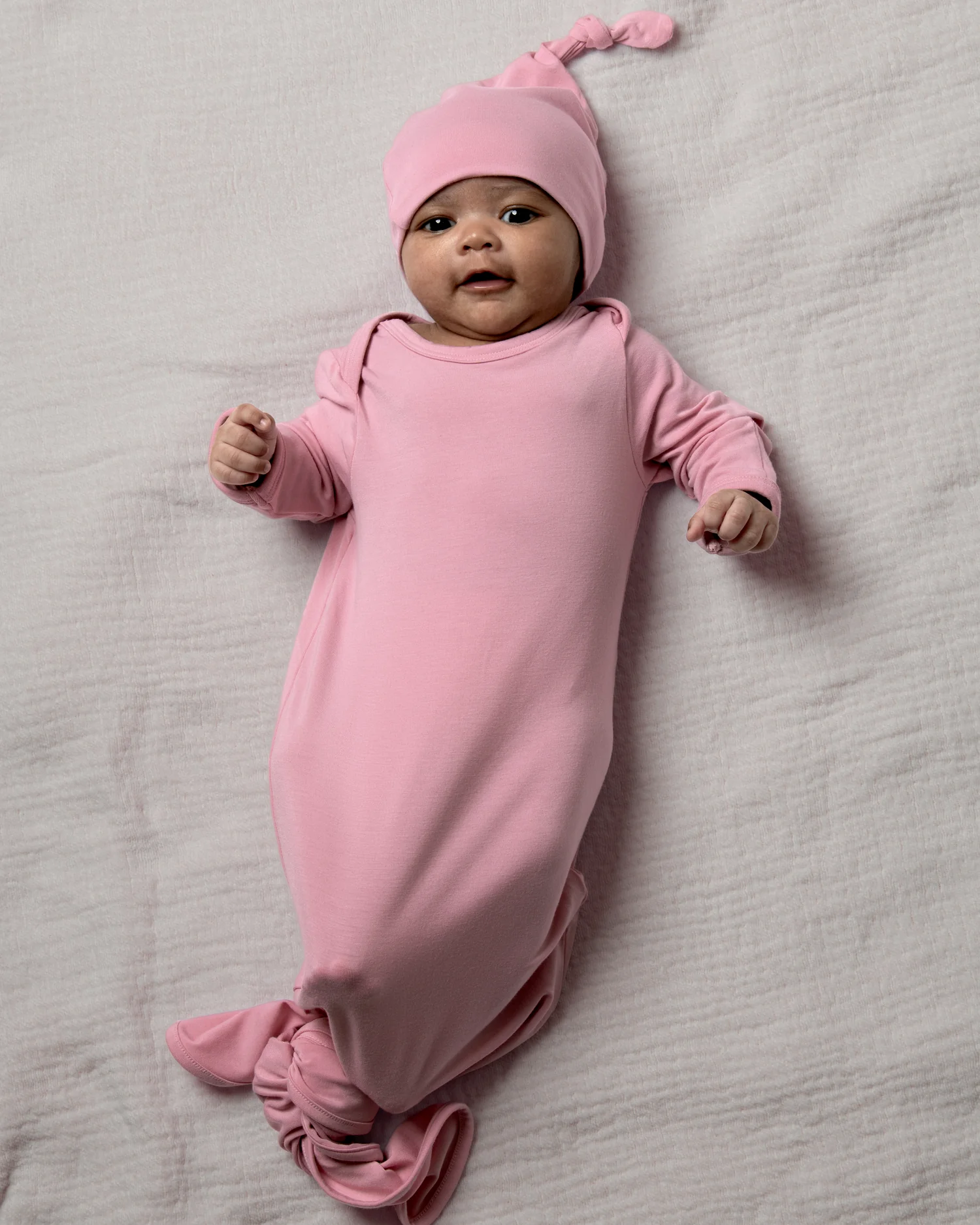 Bamboo Knotted Baby Gown & Hat | Light Mauve