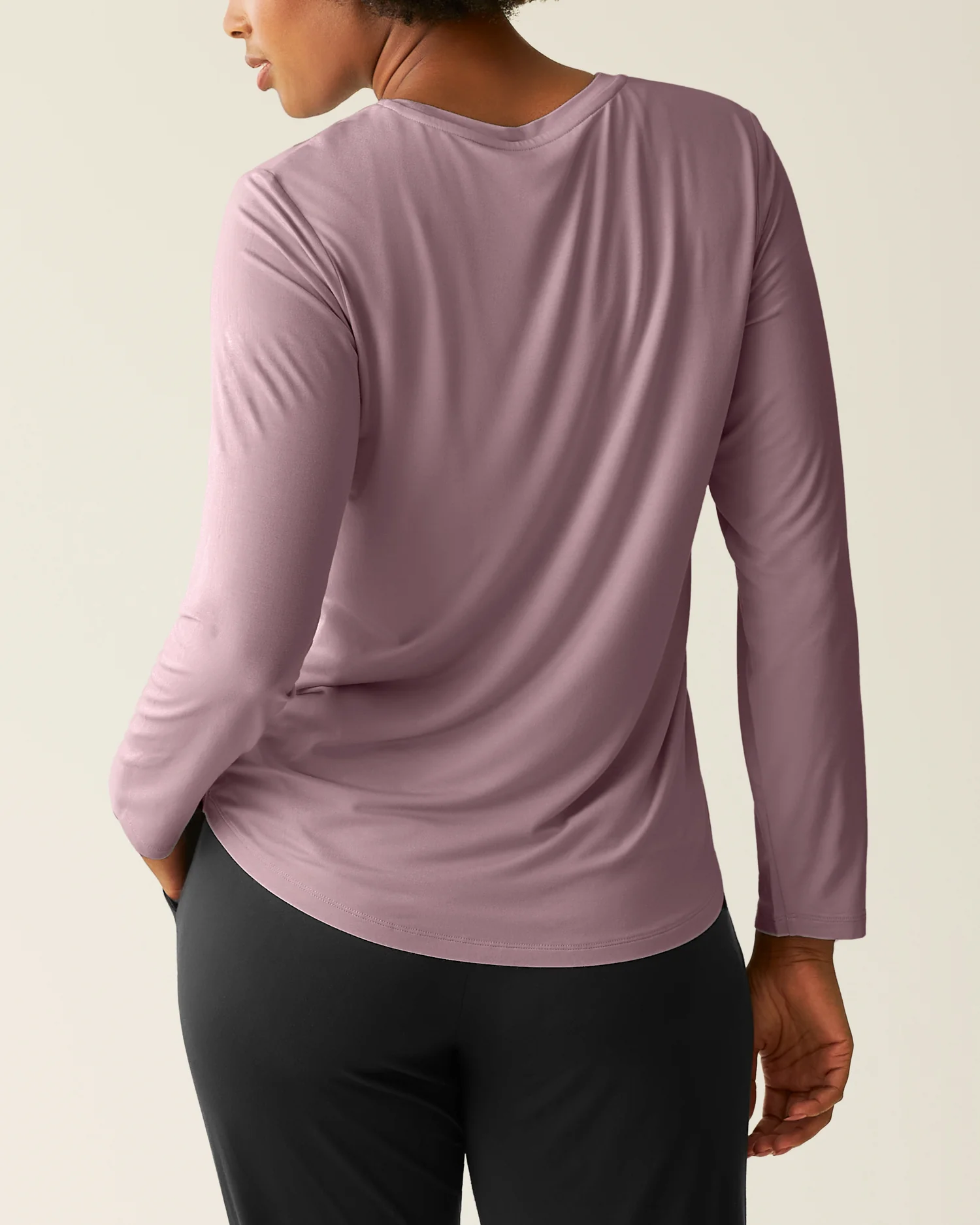 Bamboo Maternity & Nursing Long Sleeve T-shirt | Dusty Mauve - Image 3