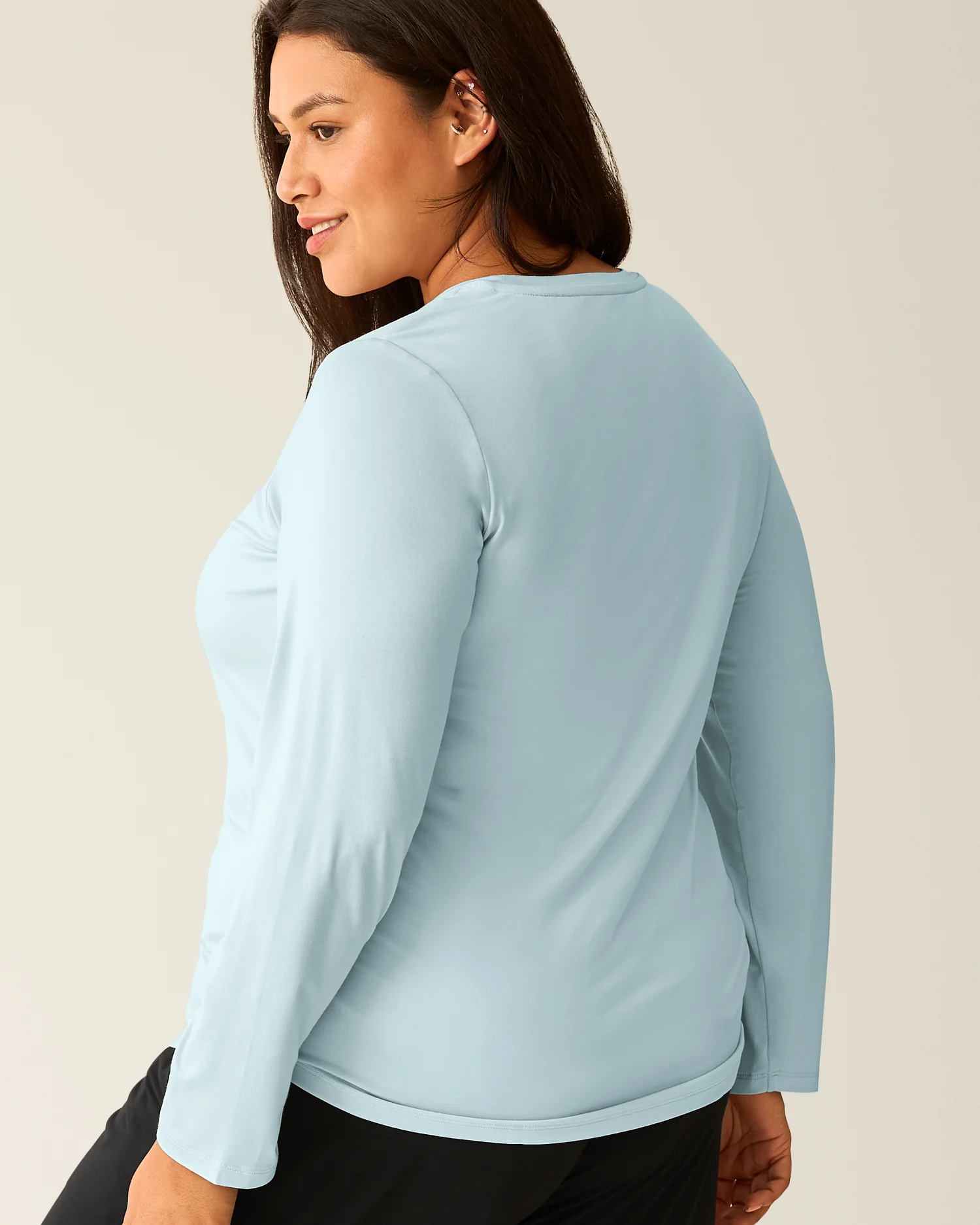 Bamboo Maternity & Nursing Long Sleeve T-shirt | Powder Blue - Image 6
