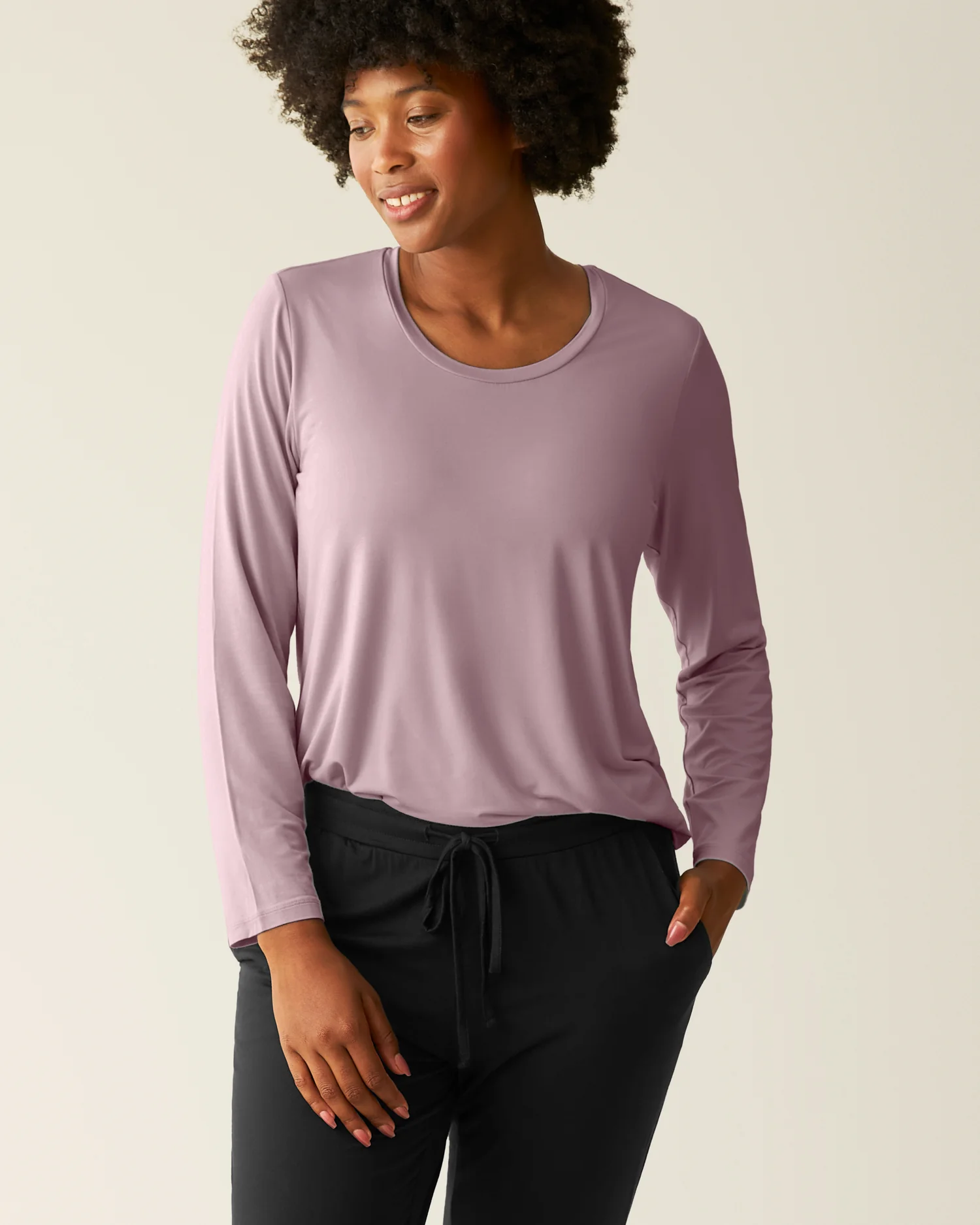Bamboo Maternity & Nursing Long Sleeve T-shirt | Dusty Mauve - Image 4