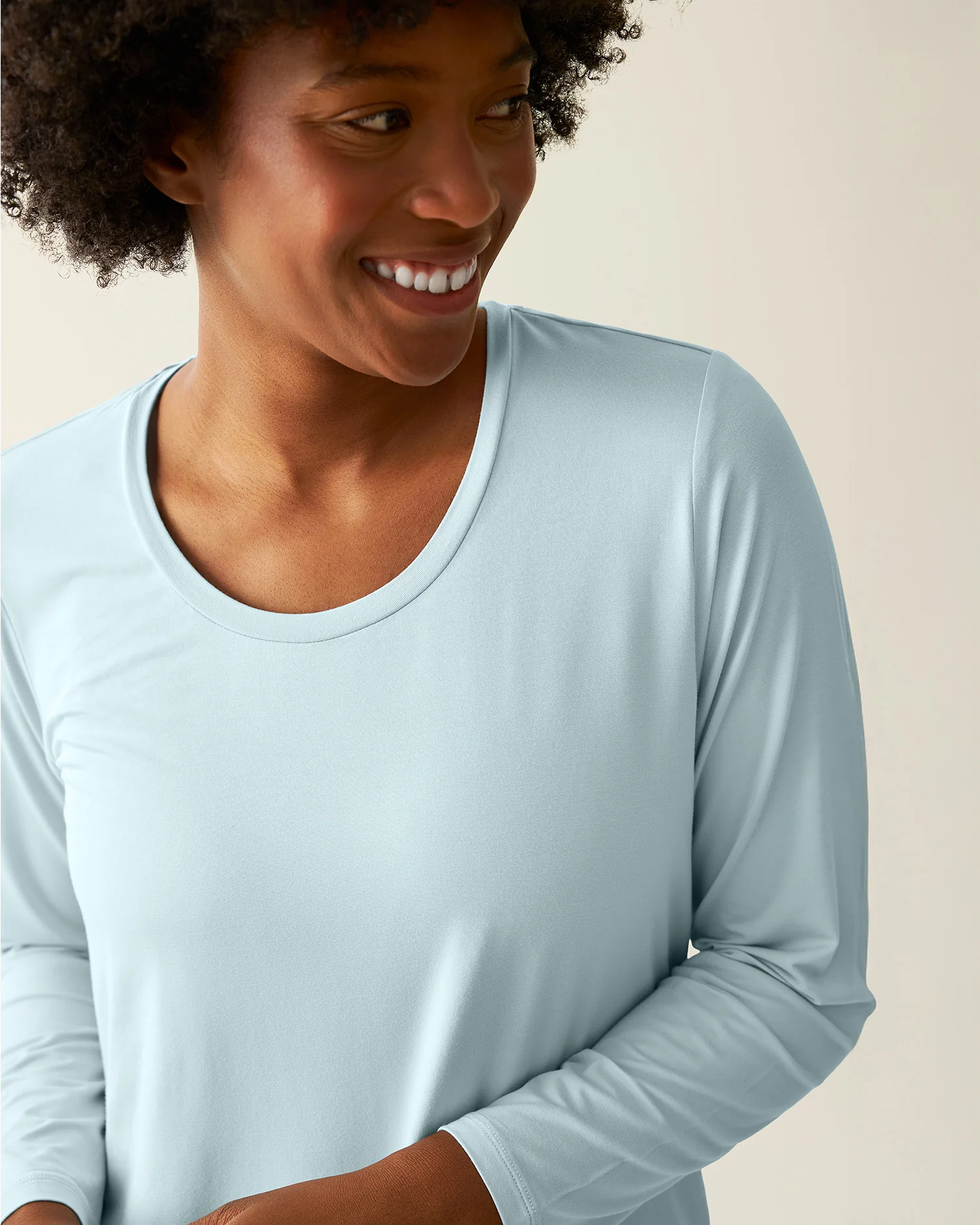 Bamboo Maternity & Nursing Long Sleeve T-shirt | Powder Blue - Image 4