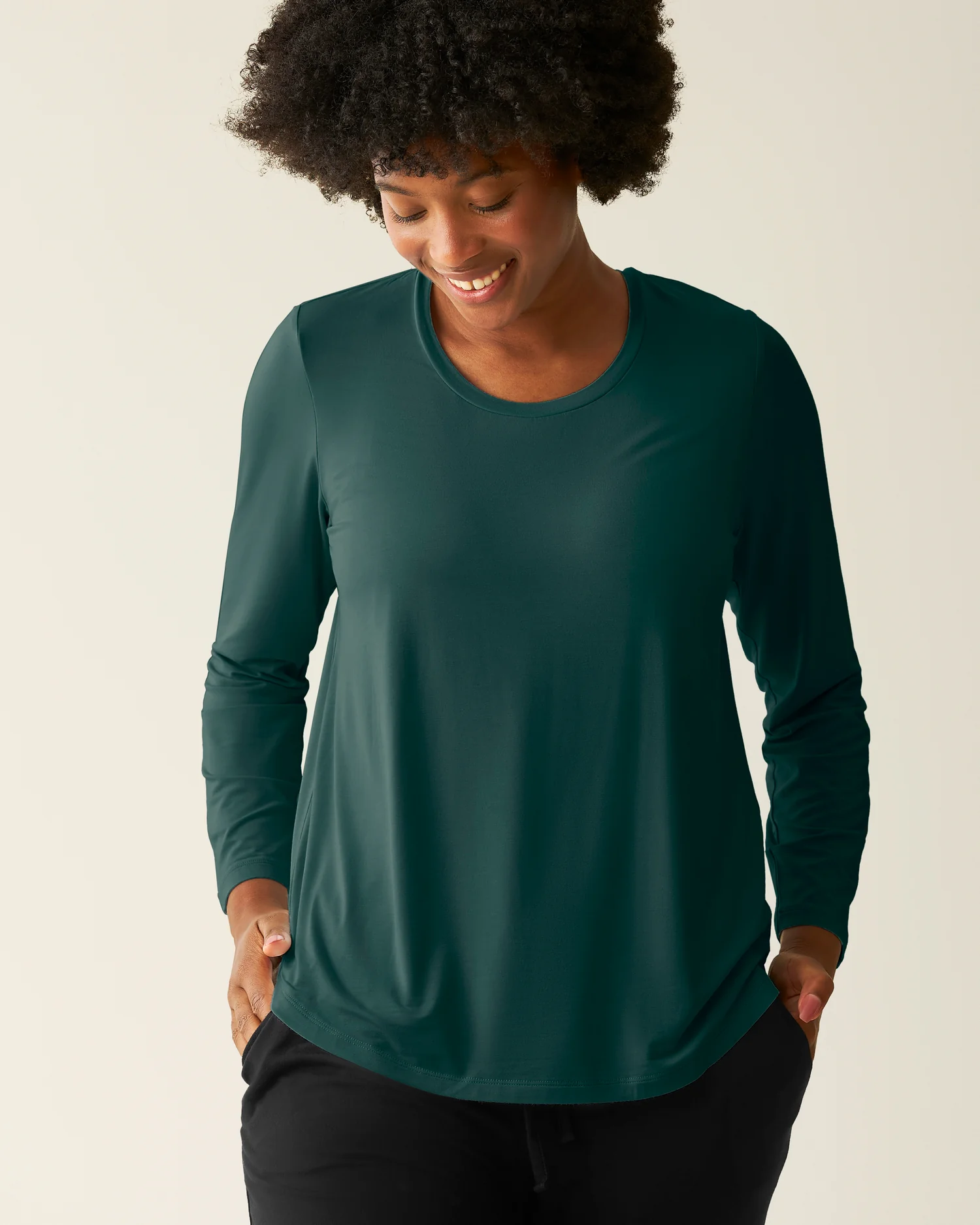 Bamboo Nursing Long Sleeve T-shirt Two-Pack | Wheat & Evergreen - Image 2