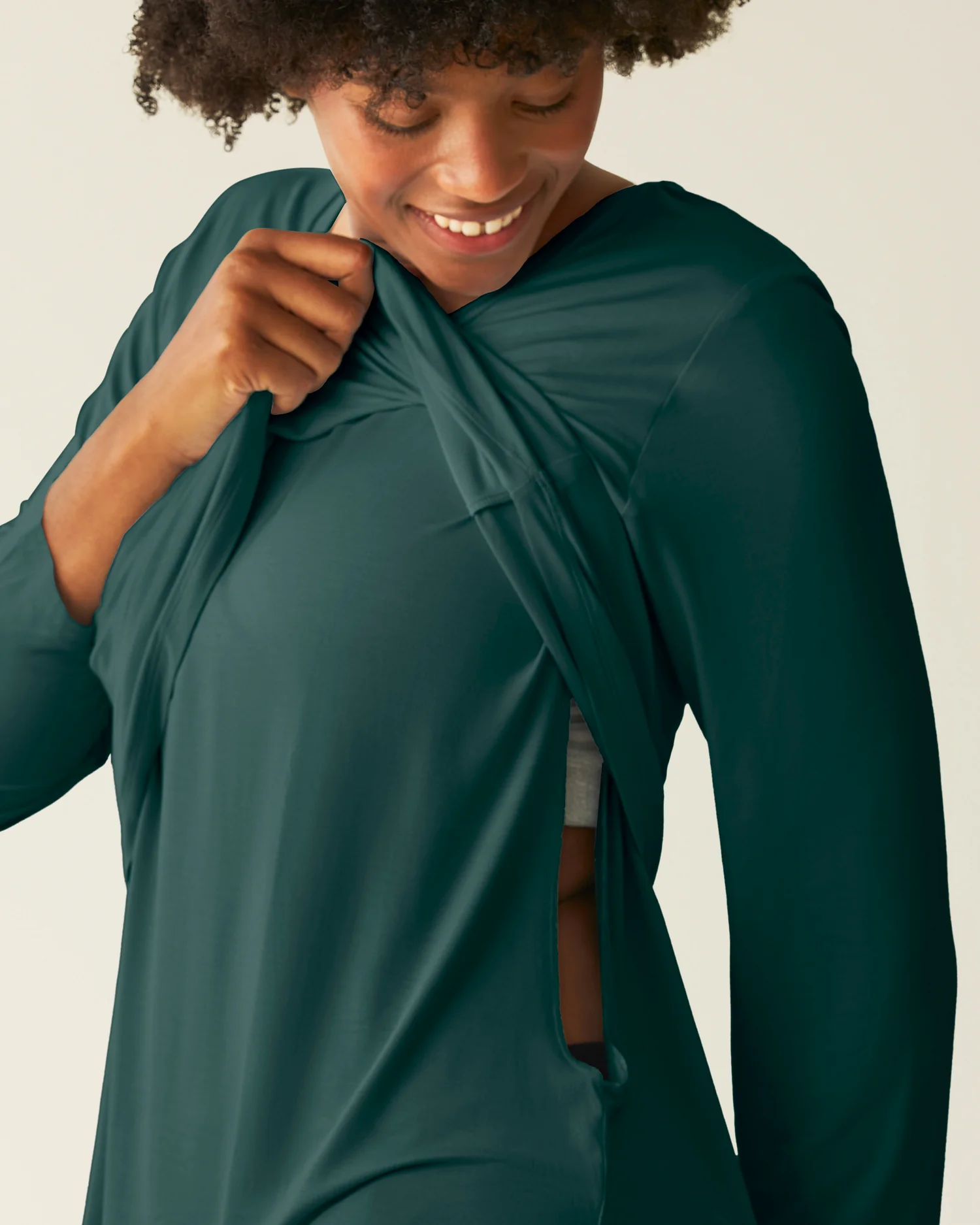 Bamboo Nursing Long Sleeve T-shirt Two-Pack | Wheat & Evergreen - Image 3