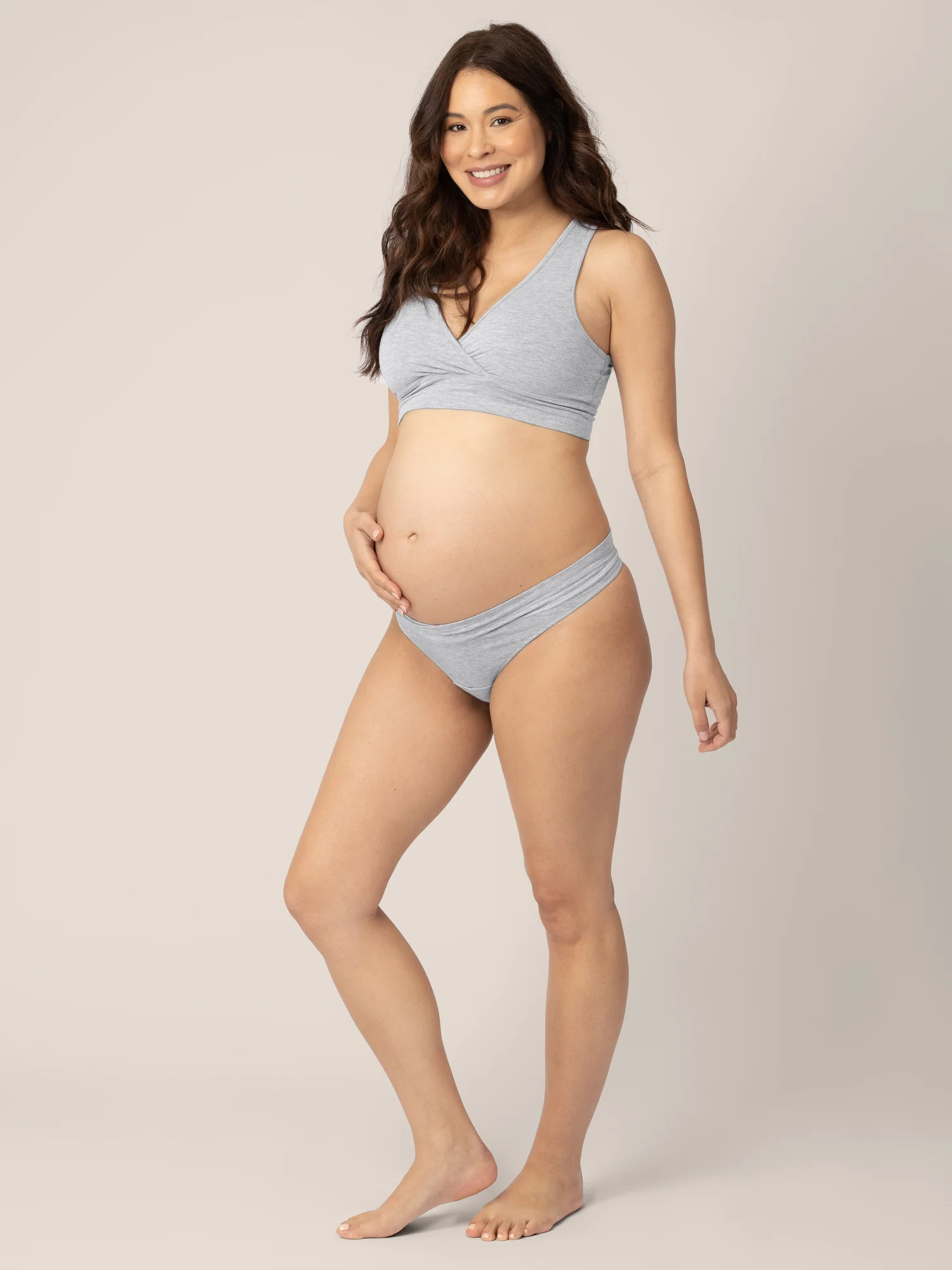 Bamboo Maternity & Postpartum Thong | Grey Heather - Image 3