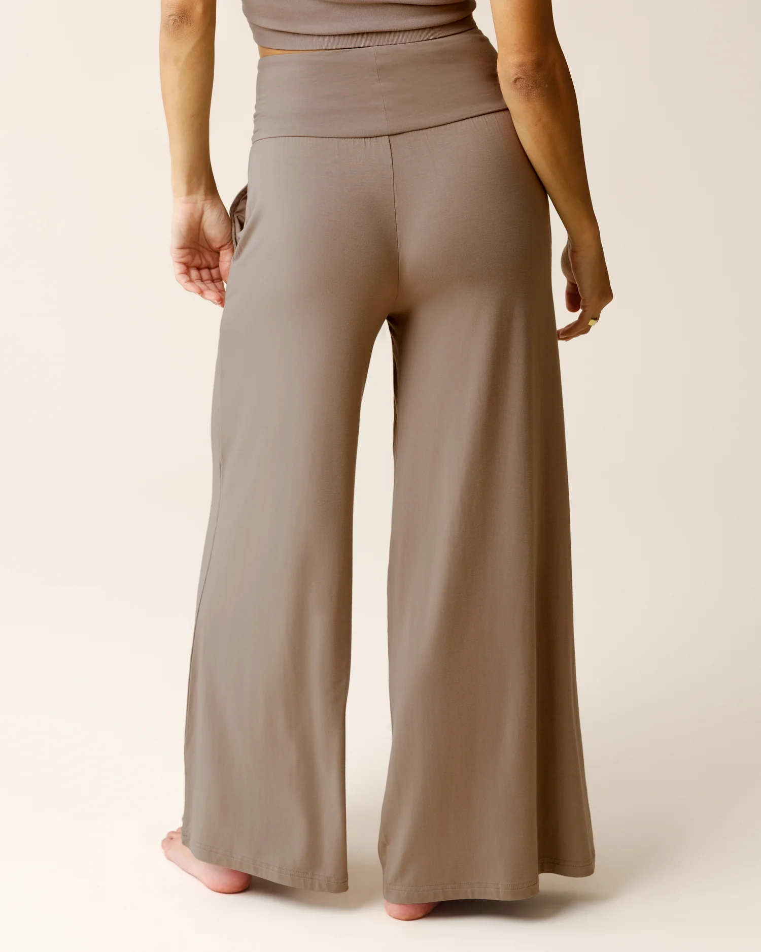 Bamboo Wide Leg Maternity & Postpartum Lounge Pant | Taupe - Image 3