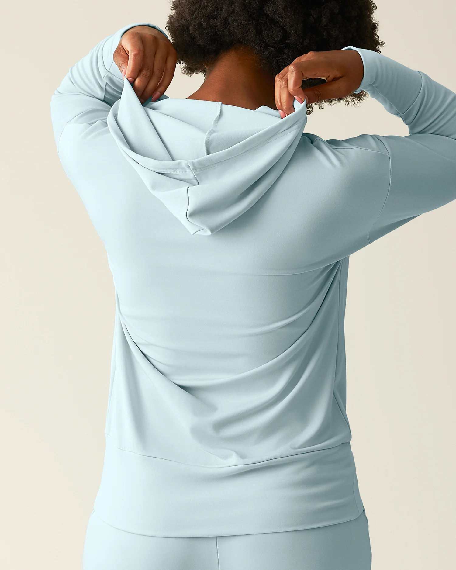 Brushed Bamboo Maternity & Nursing Hoodie | Powder Blue - Image 3