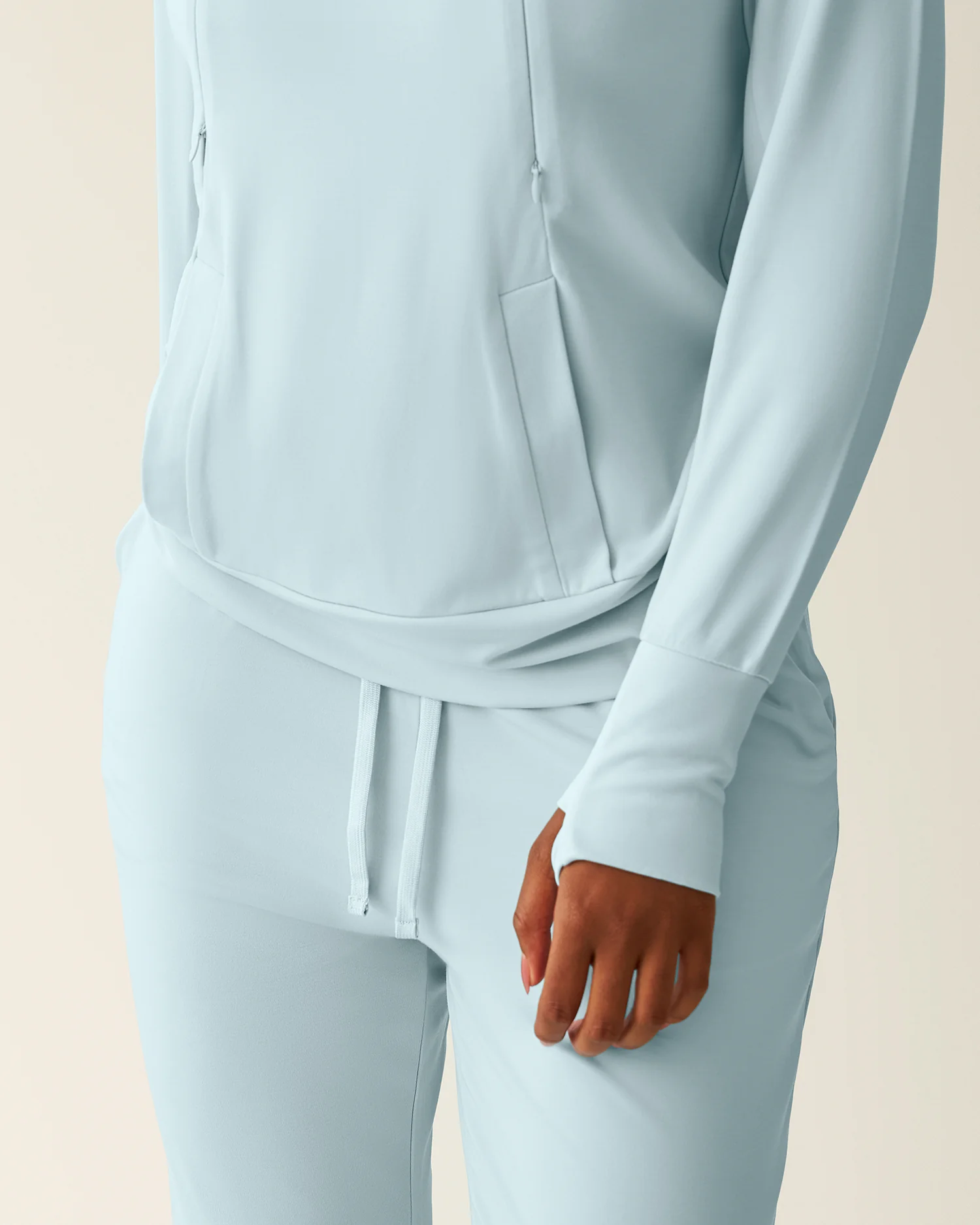 Brushed Bamboo Maternity & Nursing Hoodie | Powder Blue - Image 4