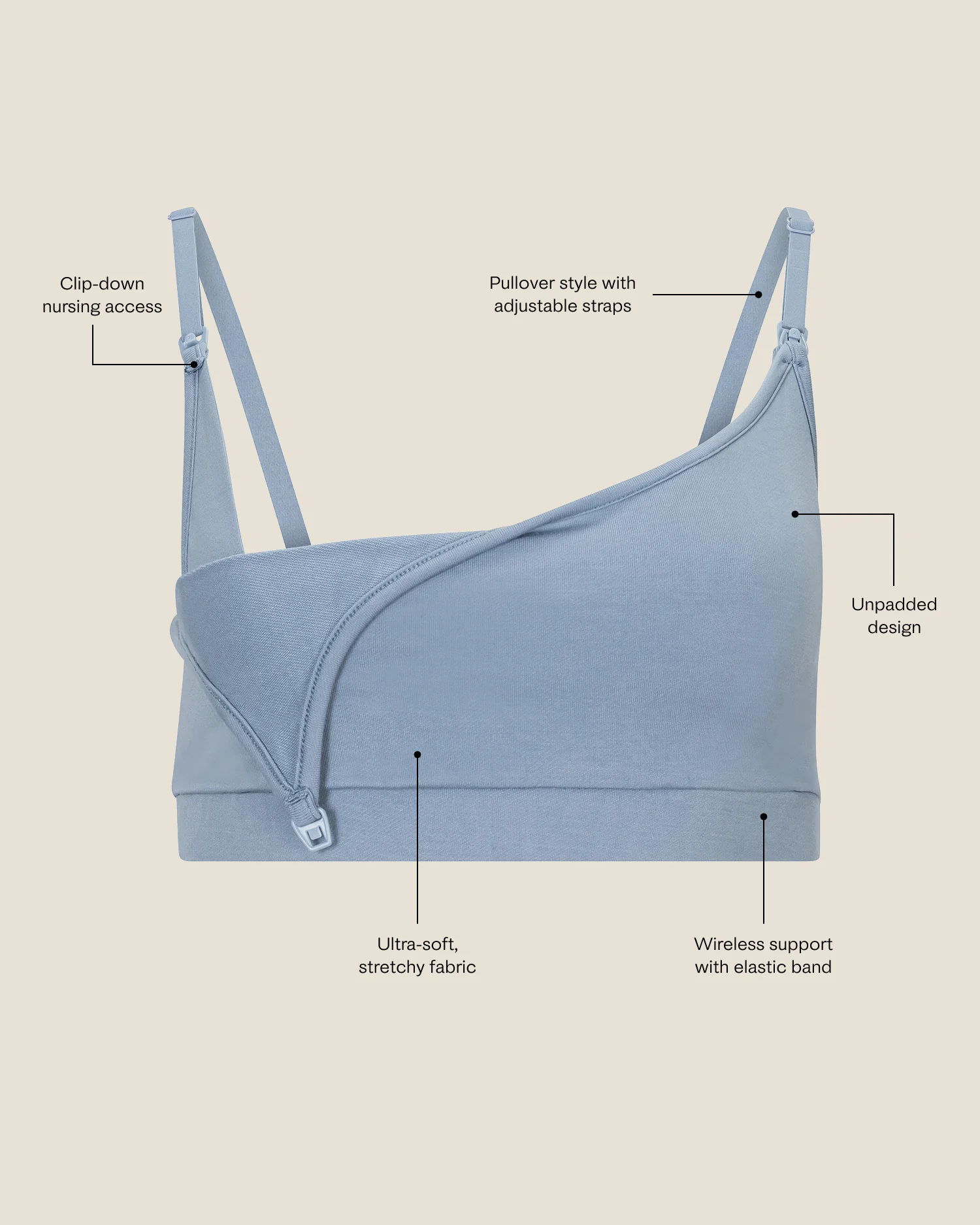 French Terry Maternity & Nursing Bralette | Grey Heather - Image 7