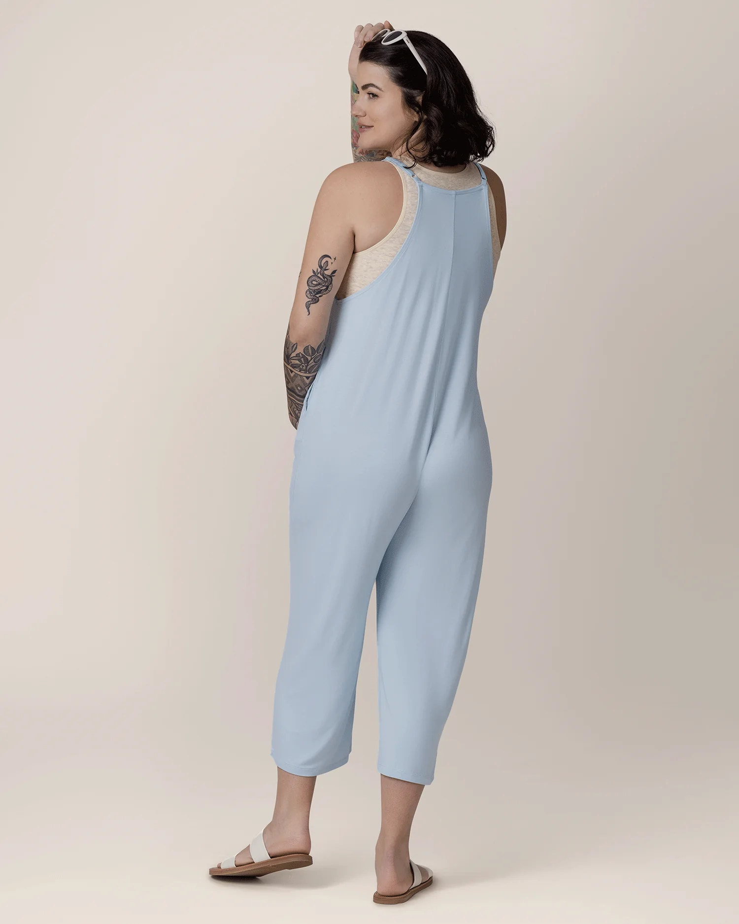 Charlie Maternity & Nursing Romper | French Blue - Image 2