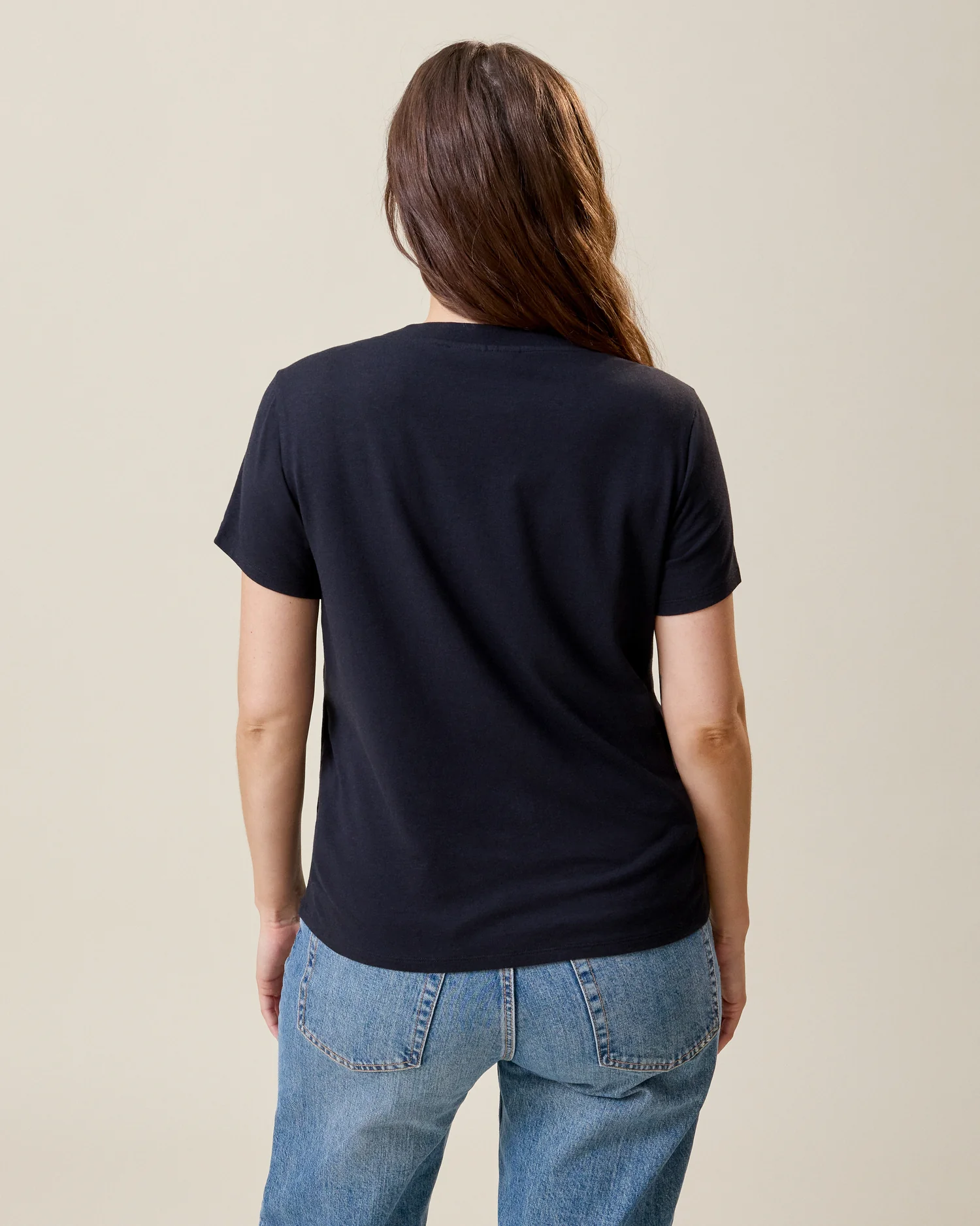 Classic Modal V-neck Nursing T-shirt | Black - Image 3