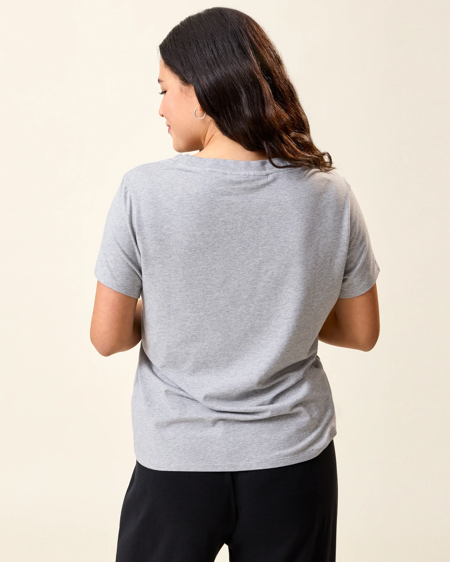 Classic Modal V-neck Nursing T-shirt | Grey Heather - Image 4