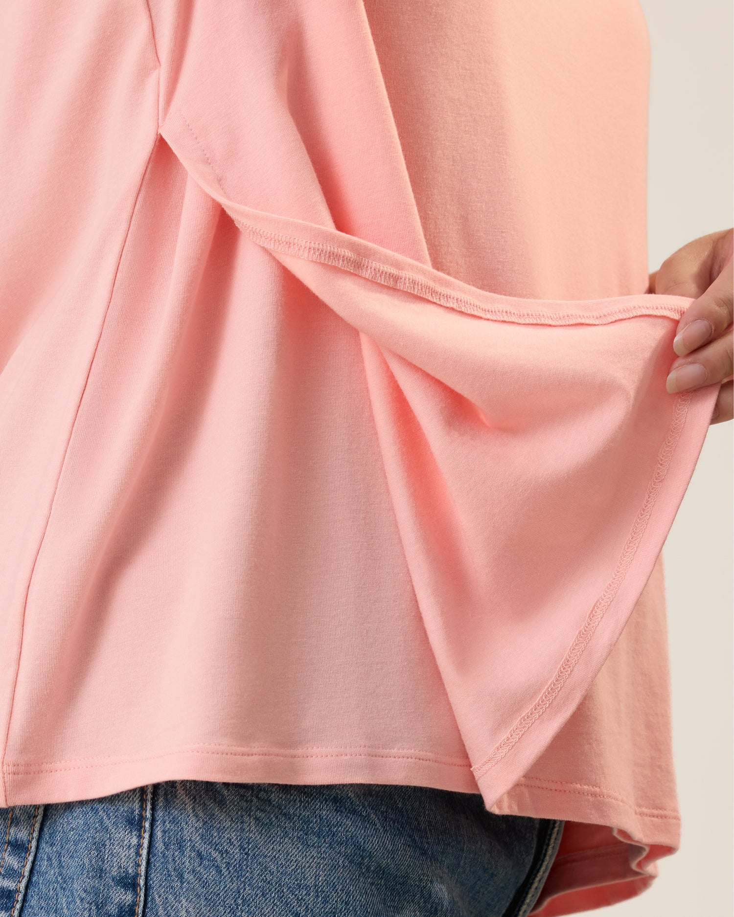 Classic Modal V-neck Nursing T-shirt | Sunset Pink - Image 3