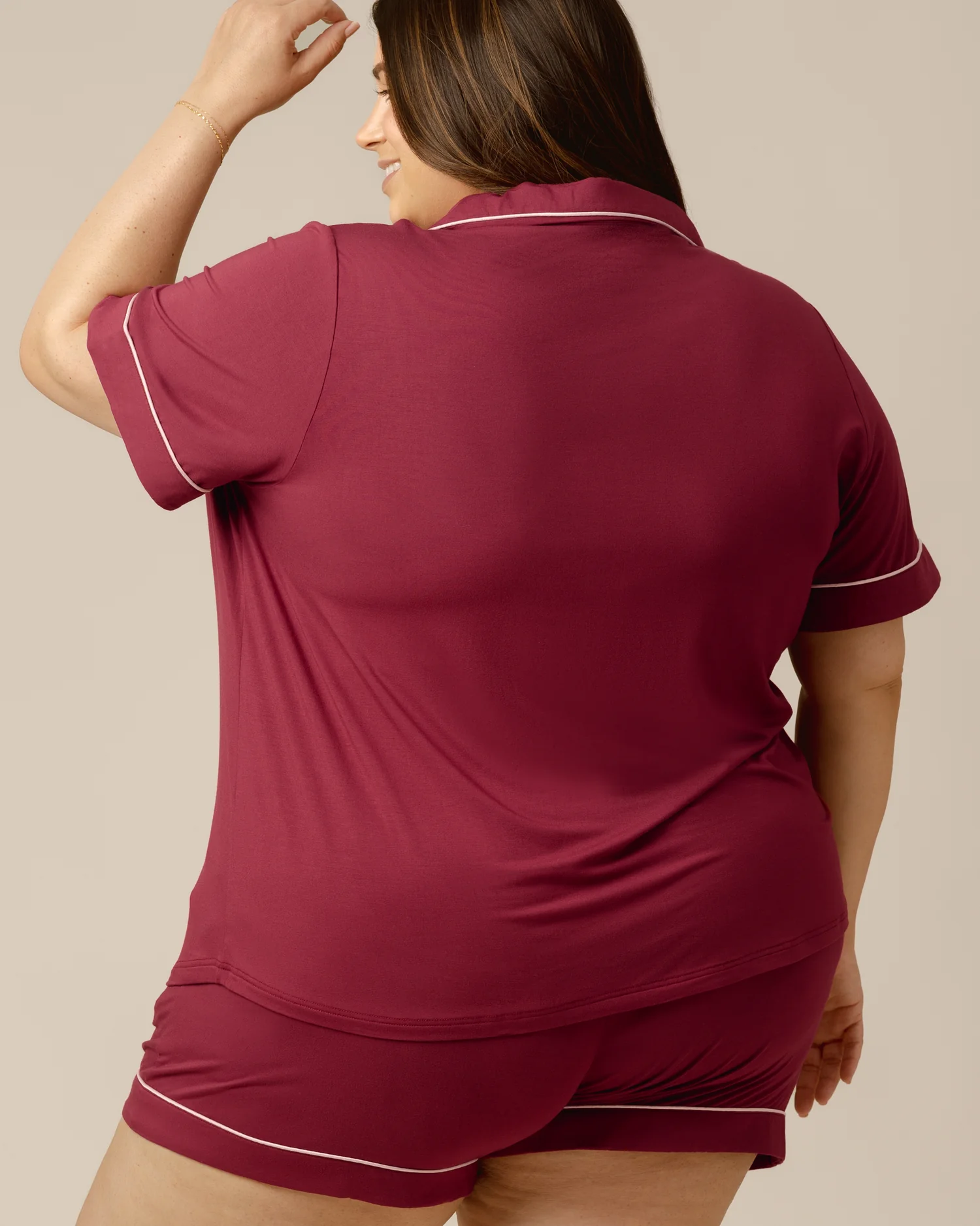 Clea Bamboo Short Sleeve Pajama Set | Deep Berry - Image 6