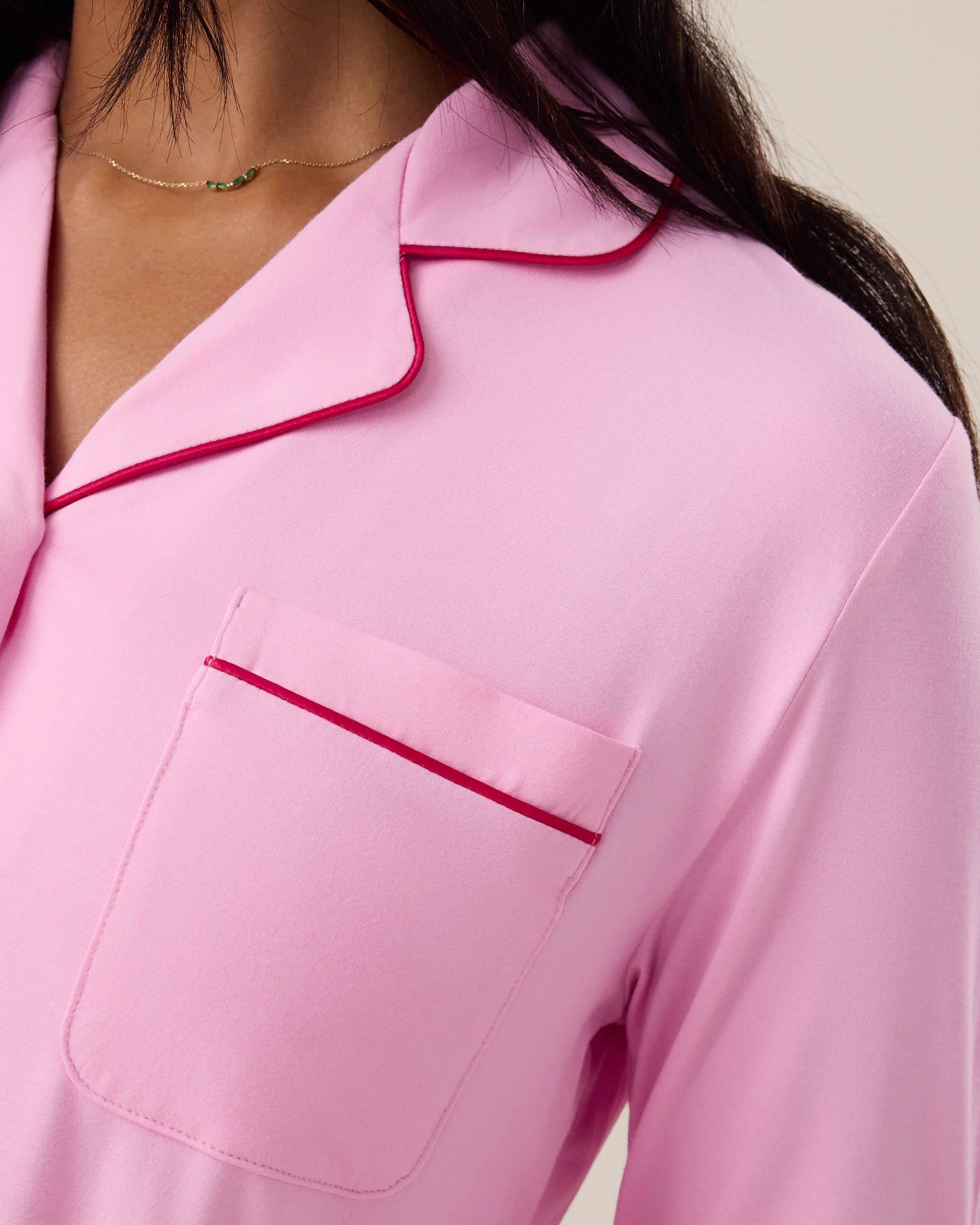 Clea Bamboo Long Sleeve Pajama Set | Bubblegum - Image 5