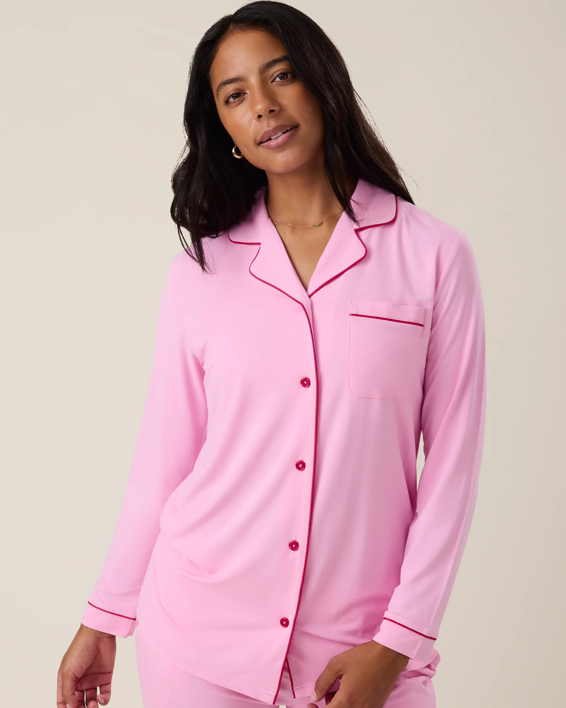 Clea Bamboo Long Sleeve Pajama Set | Bubblegum - Image 7
