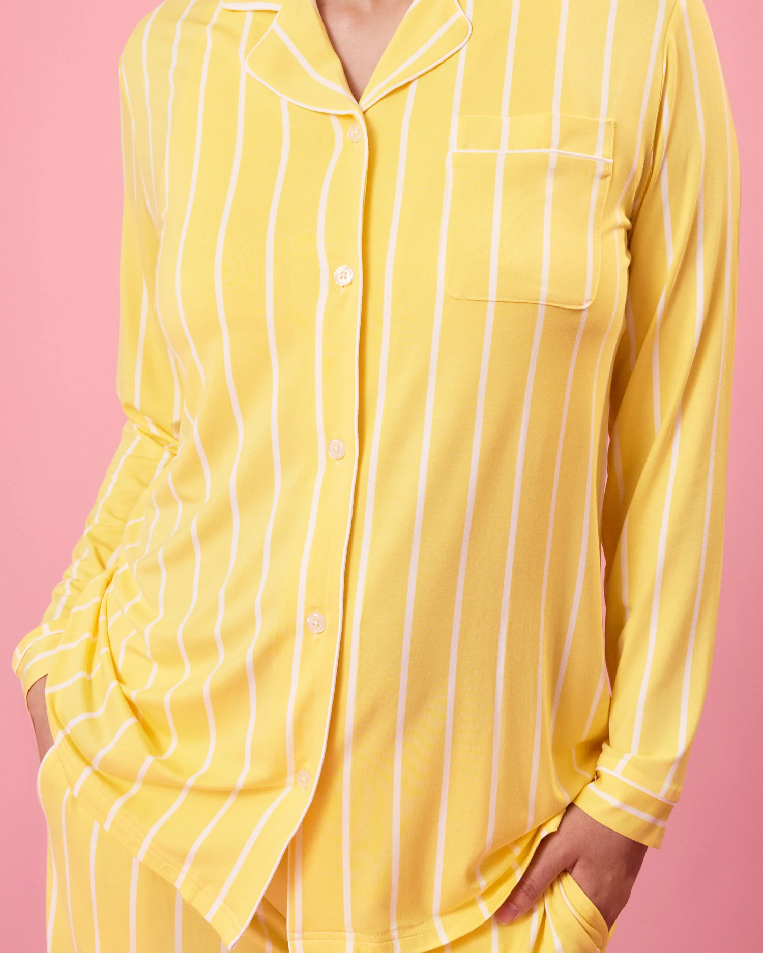 Clea Bamboo Long Sleeve Pajama Set | Dandelion Stripe - Image 3