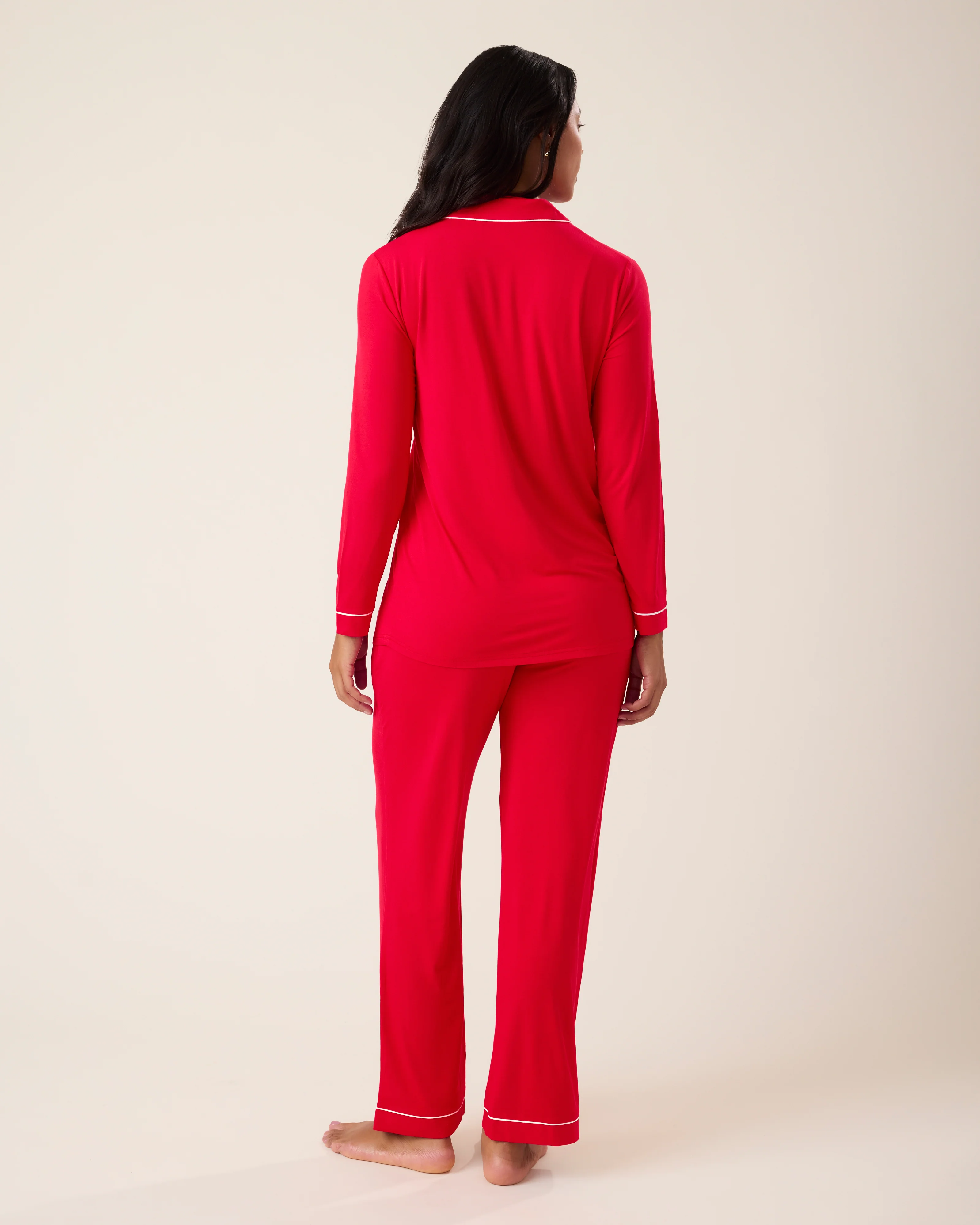 Clea Bamboo Long Sleeve Pajama Set | Red - Image 6