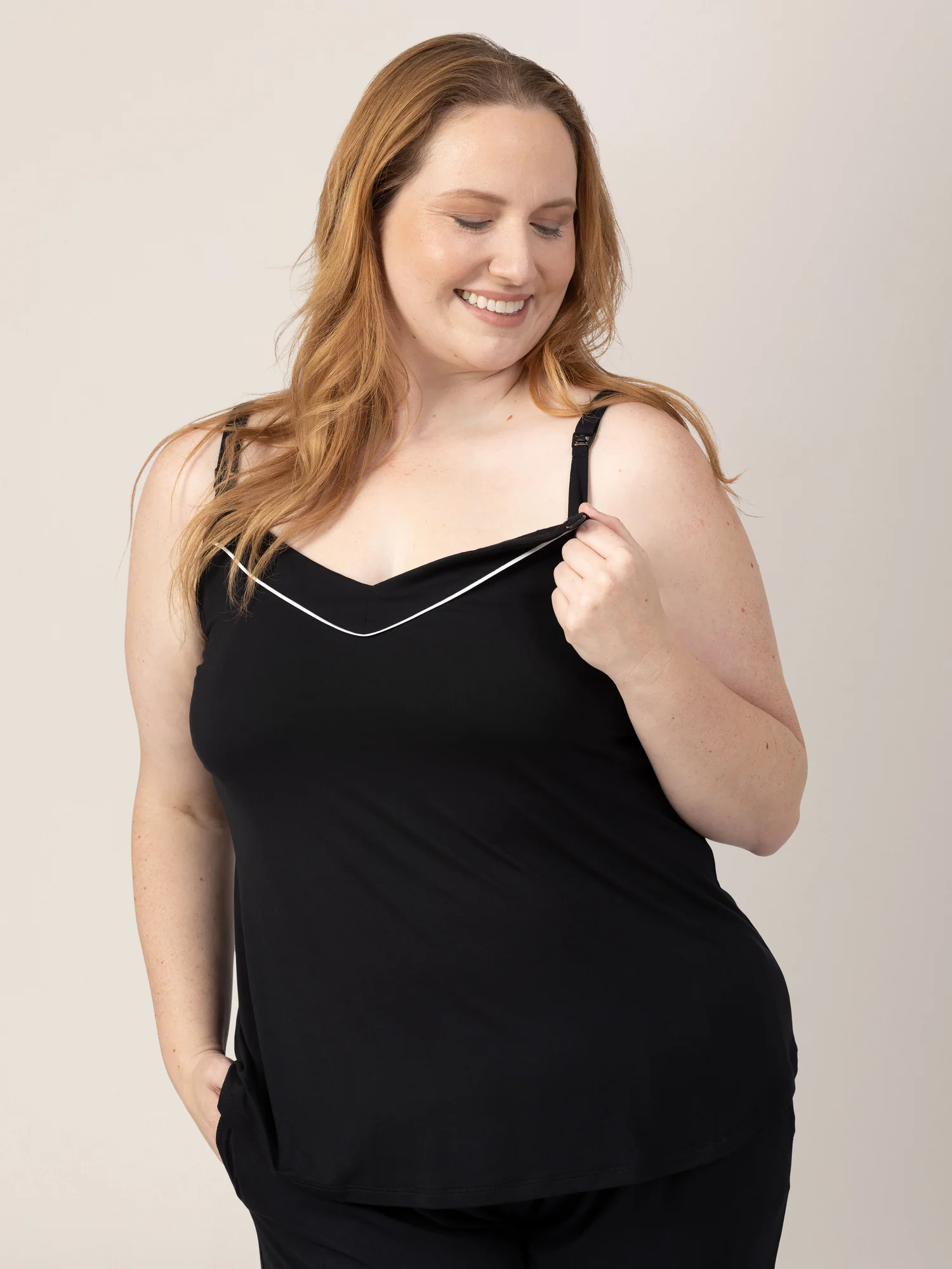 Clea Bamboo Nursing Tank & Capri Pajama Set | Black - Image 5