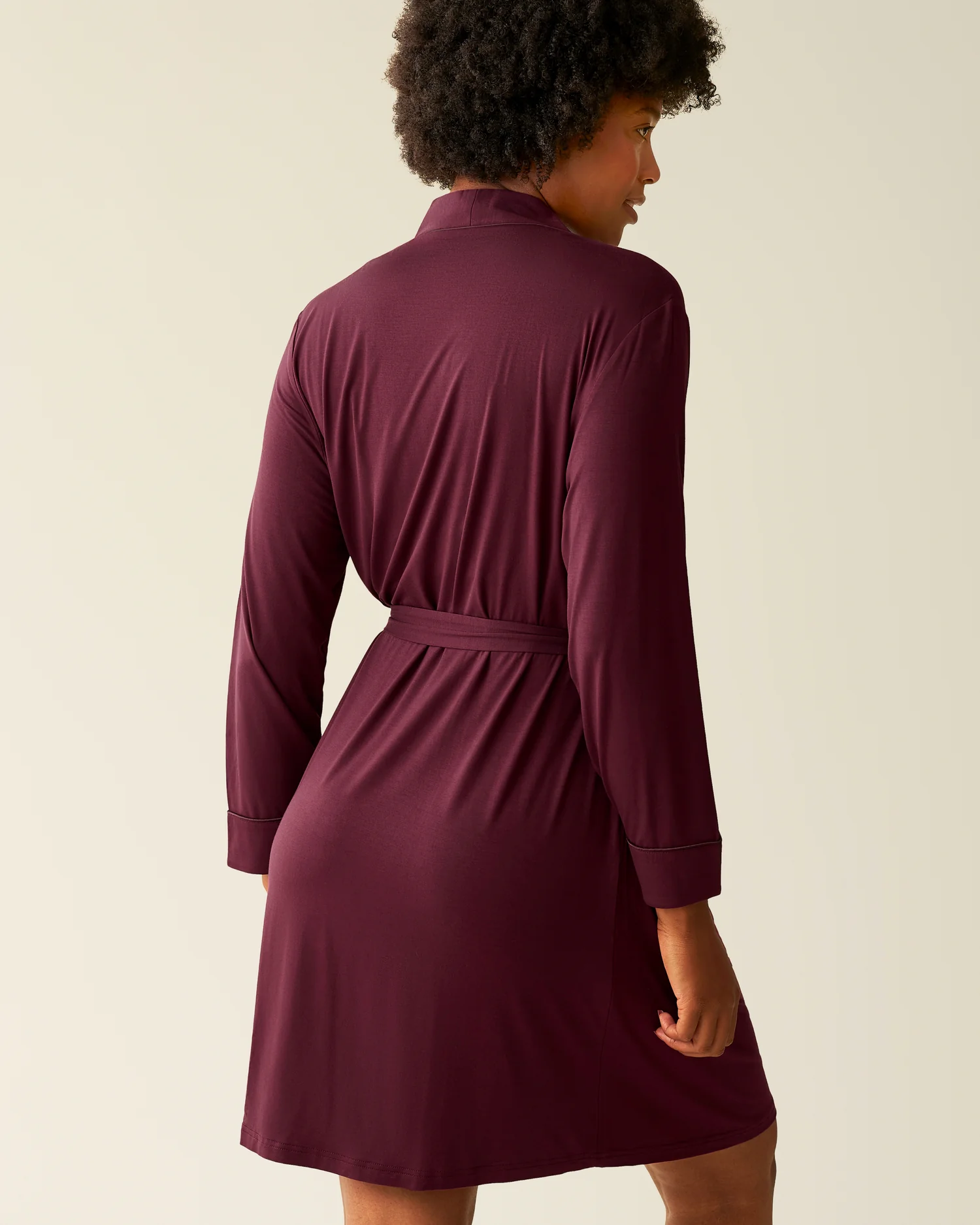 Clea Bamboo Robe | Deep Burgundy - Image 2