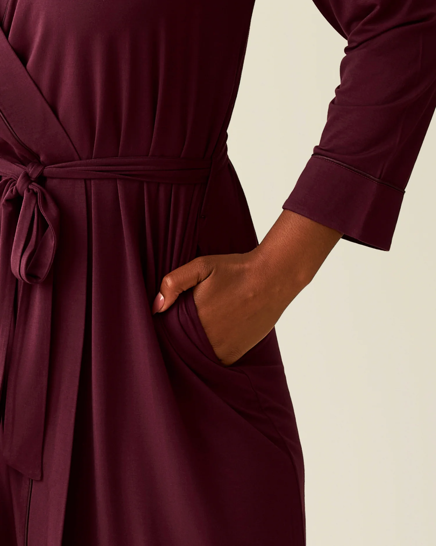Clea Bamboo Robe | Deep Burgundy - Image 5