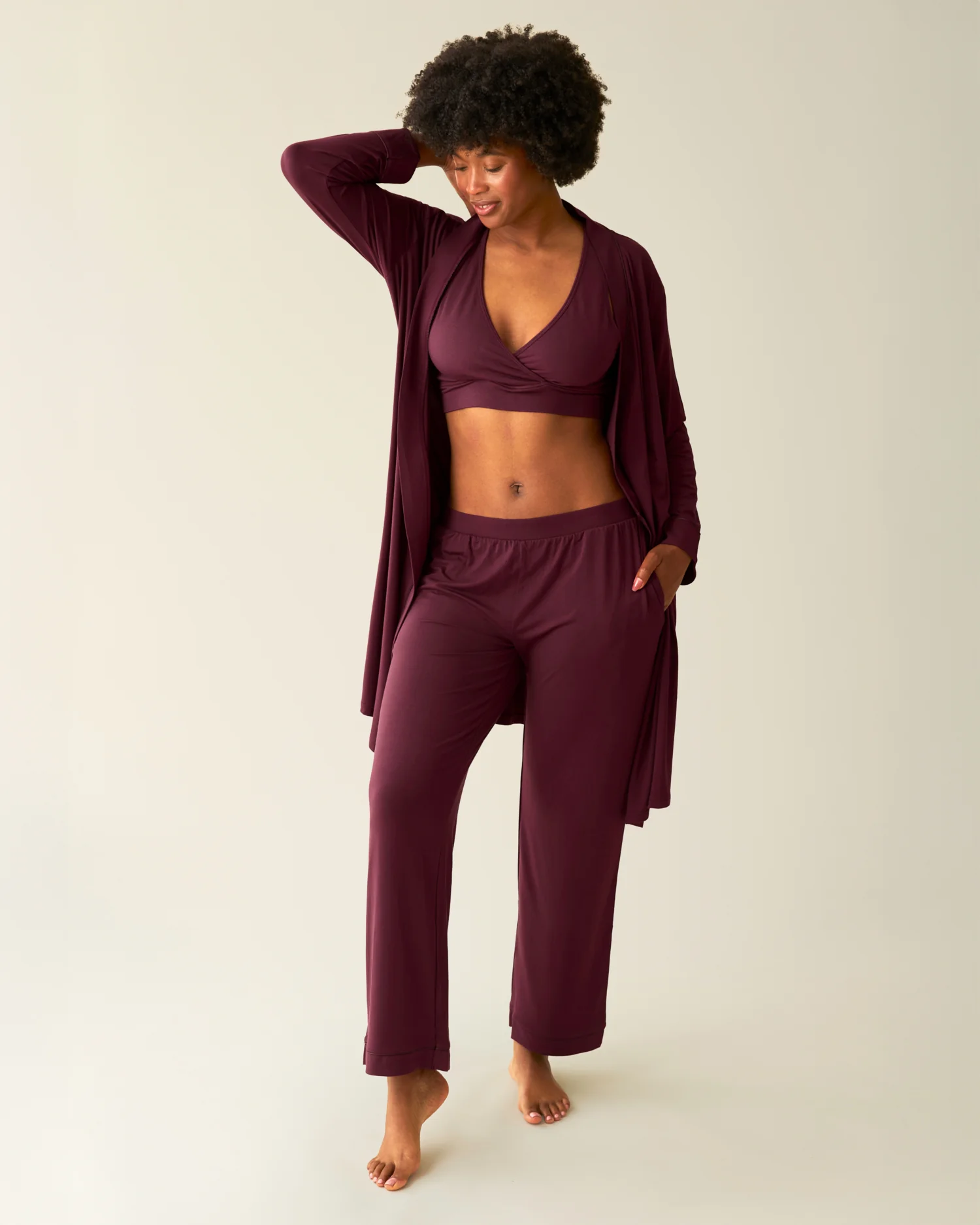 Clea Bamboo Robe | Deep Burgundy - Image 6