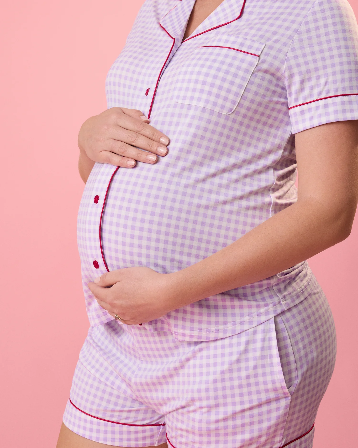 Clea Bamboo Short Sleeve Pajama Set | Lavender Gingham - Image 2