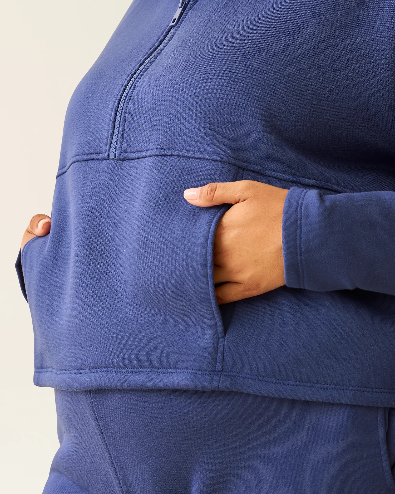 Cloud Fleece Half Zip Nursing Pullover | Deep Blue - Image 6