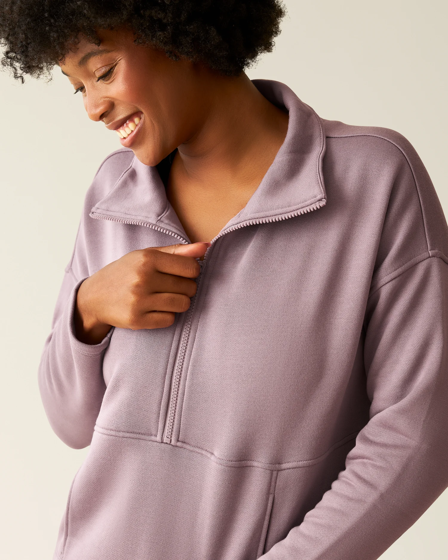 Cloud Fleece Half Zip Nursing Pullover | Dusty Mauve - Image 2