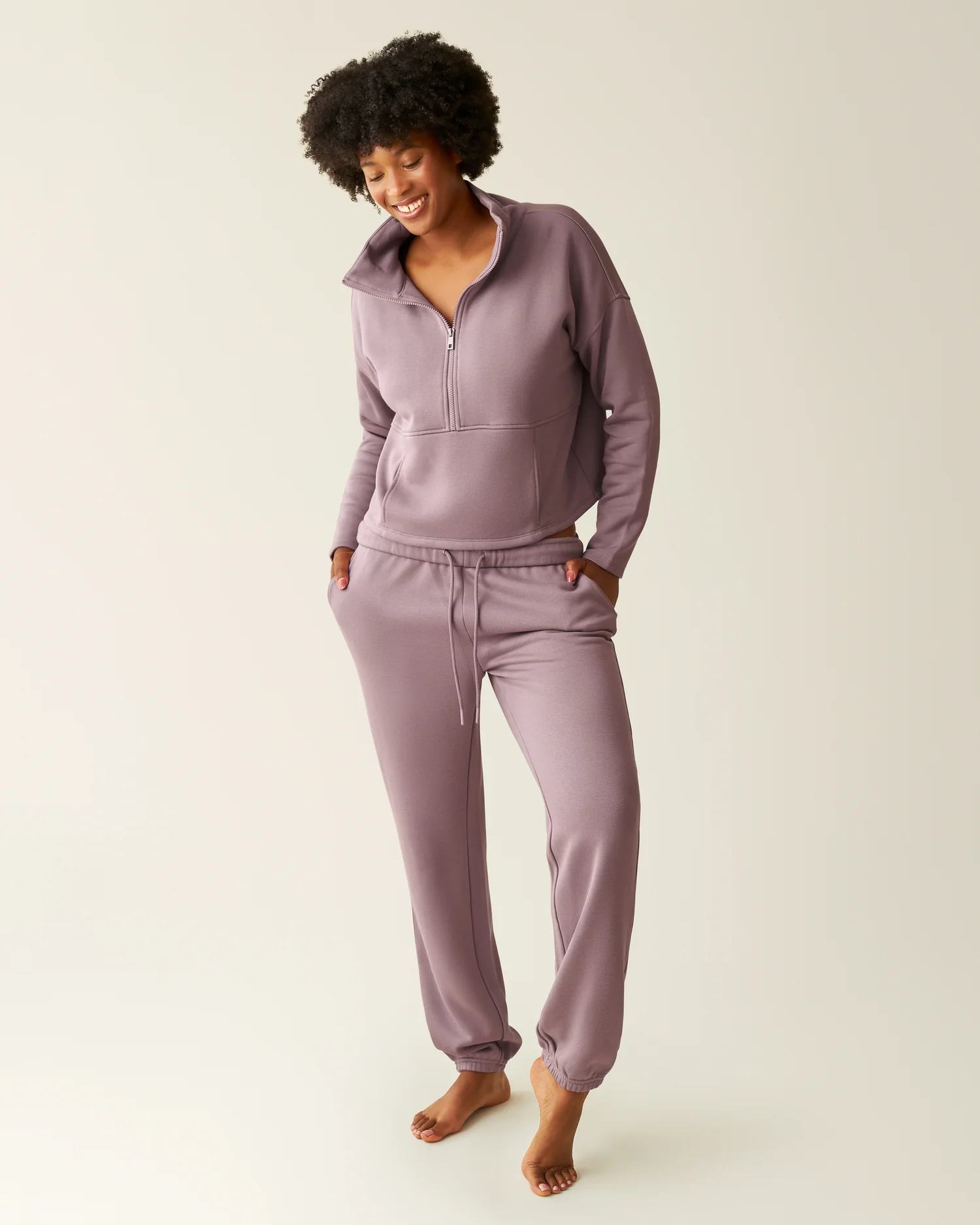 Cloud Fleece Half Zip Nursing Pullover | Dusty Mauve - Image 4