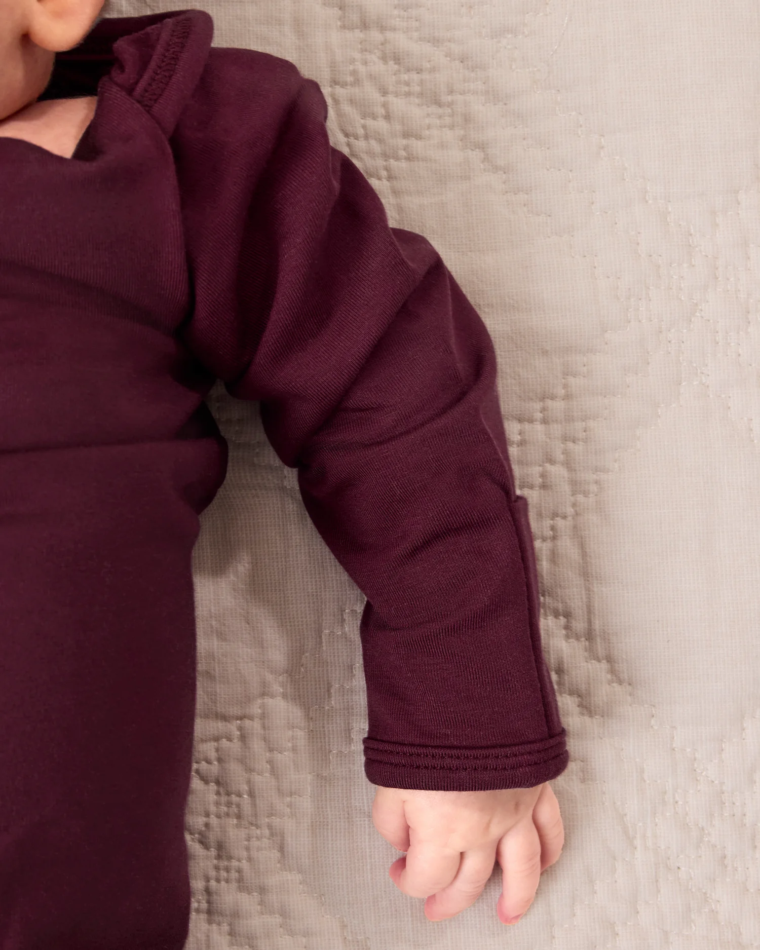 Cozy Bamboo Baby Gown & Hat | Deep Burgundy - Image 2