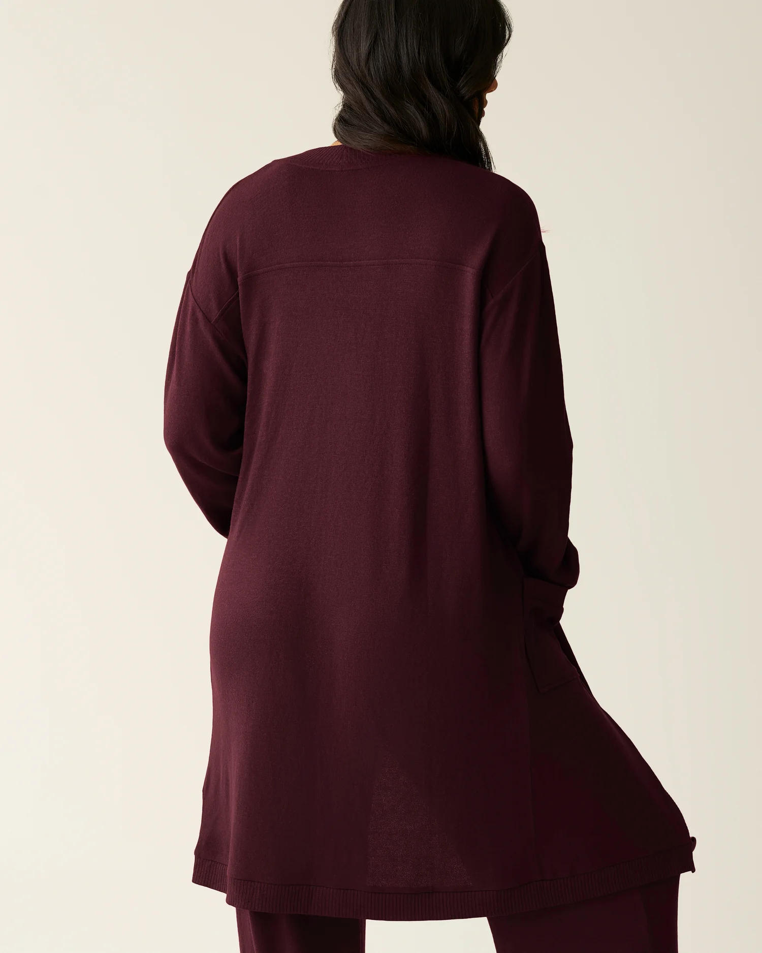 CozyKnit Long Cardigan | Deep Burgundy - Image 3