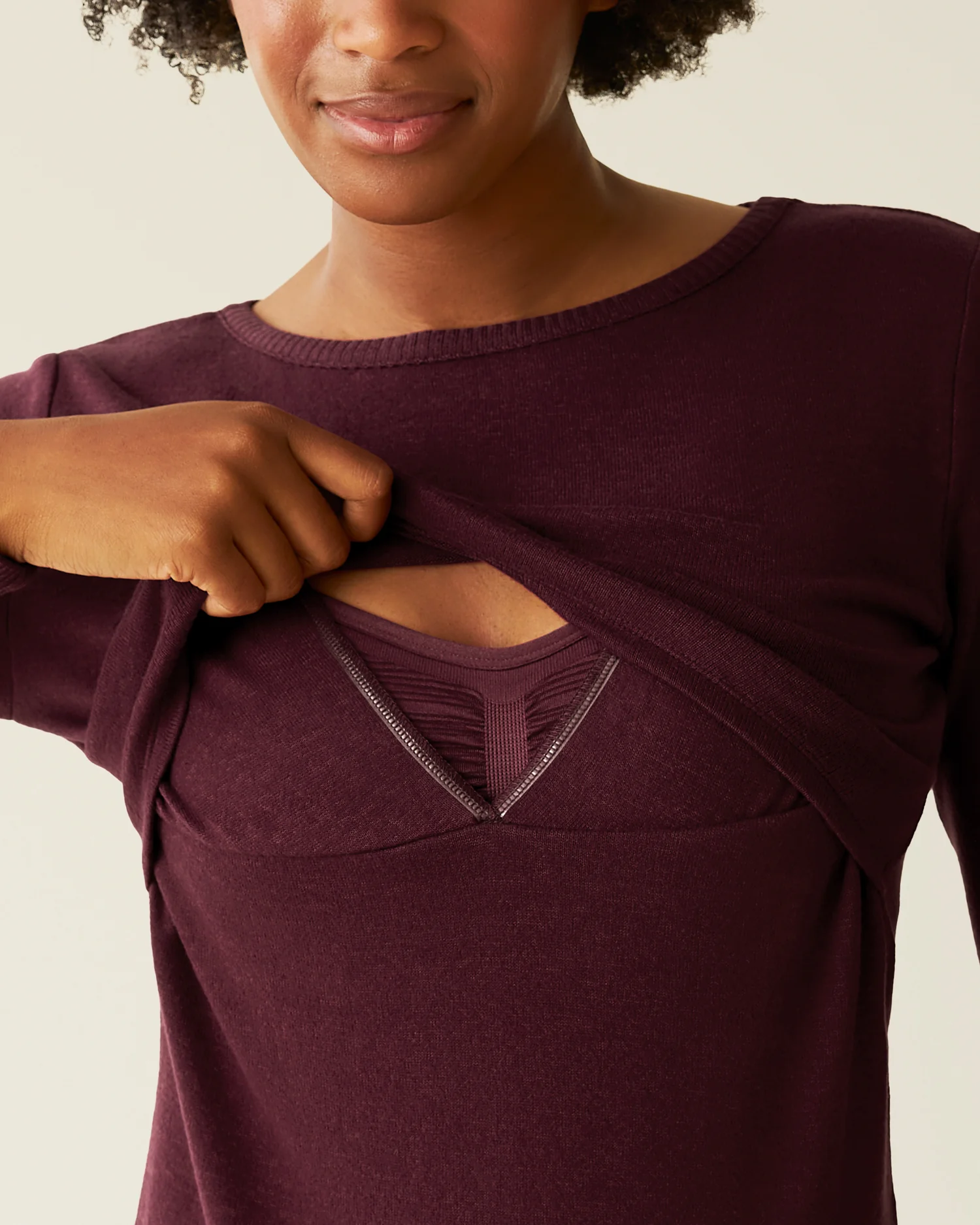 CozyKnit Nursing Pajama & Lounge Set | Deep Burgundy - Image 2