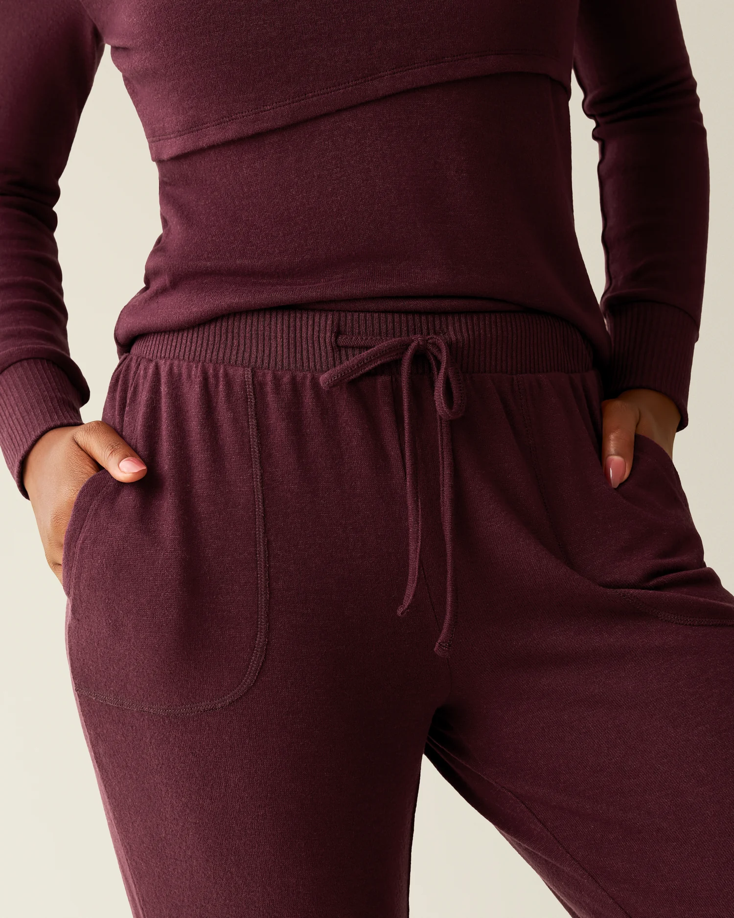 CozyKnit Nursing Pajama & Lounge Set | Deep Burgundy - Image 5