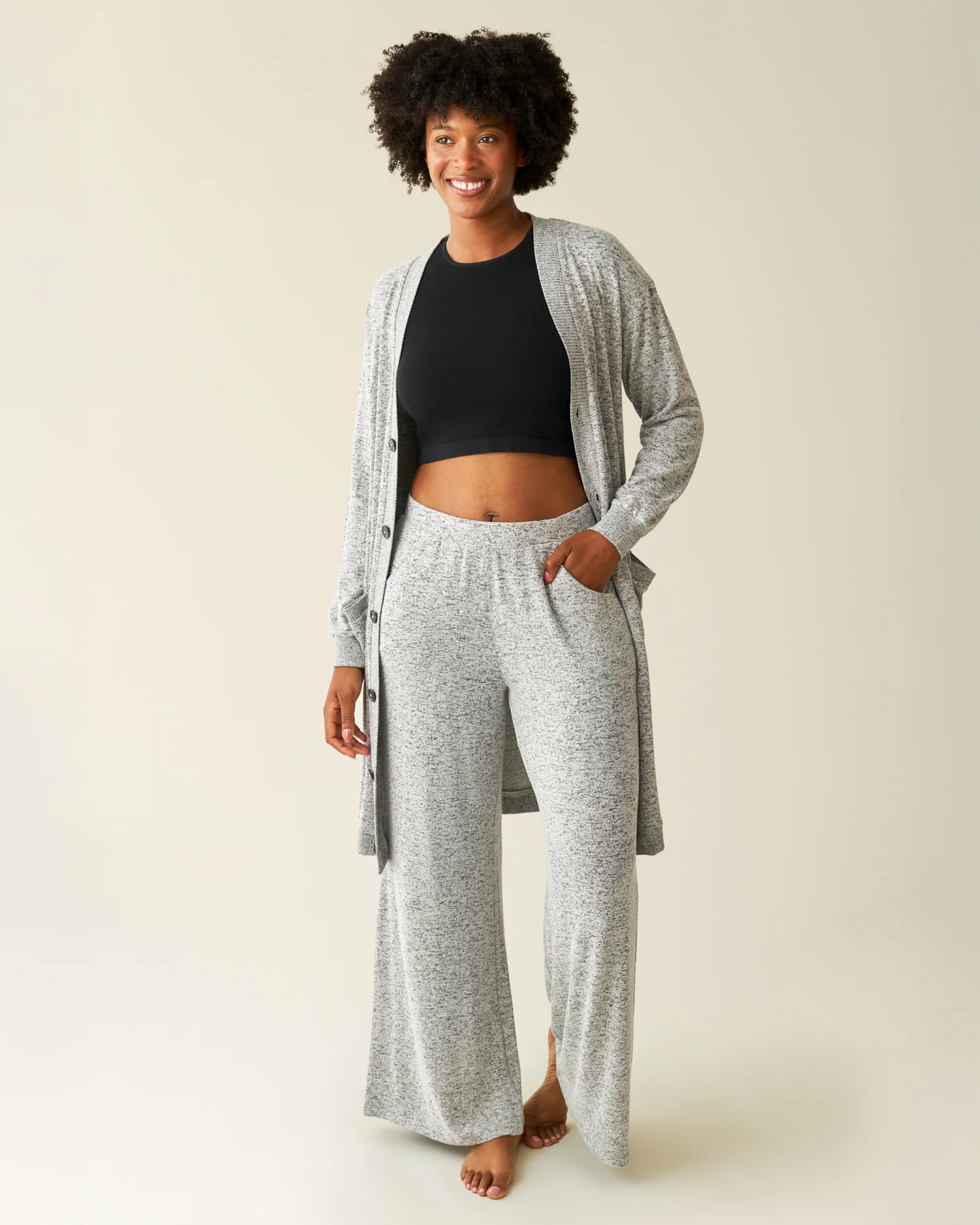 CozyKnit Wide Leg Lounge Pant | Grey Heather - Image 2