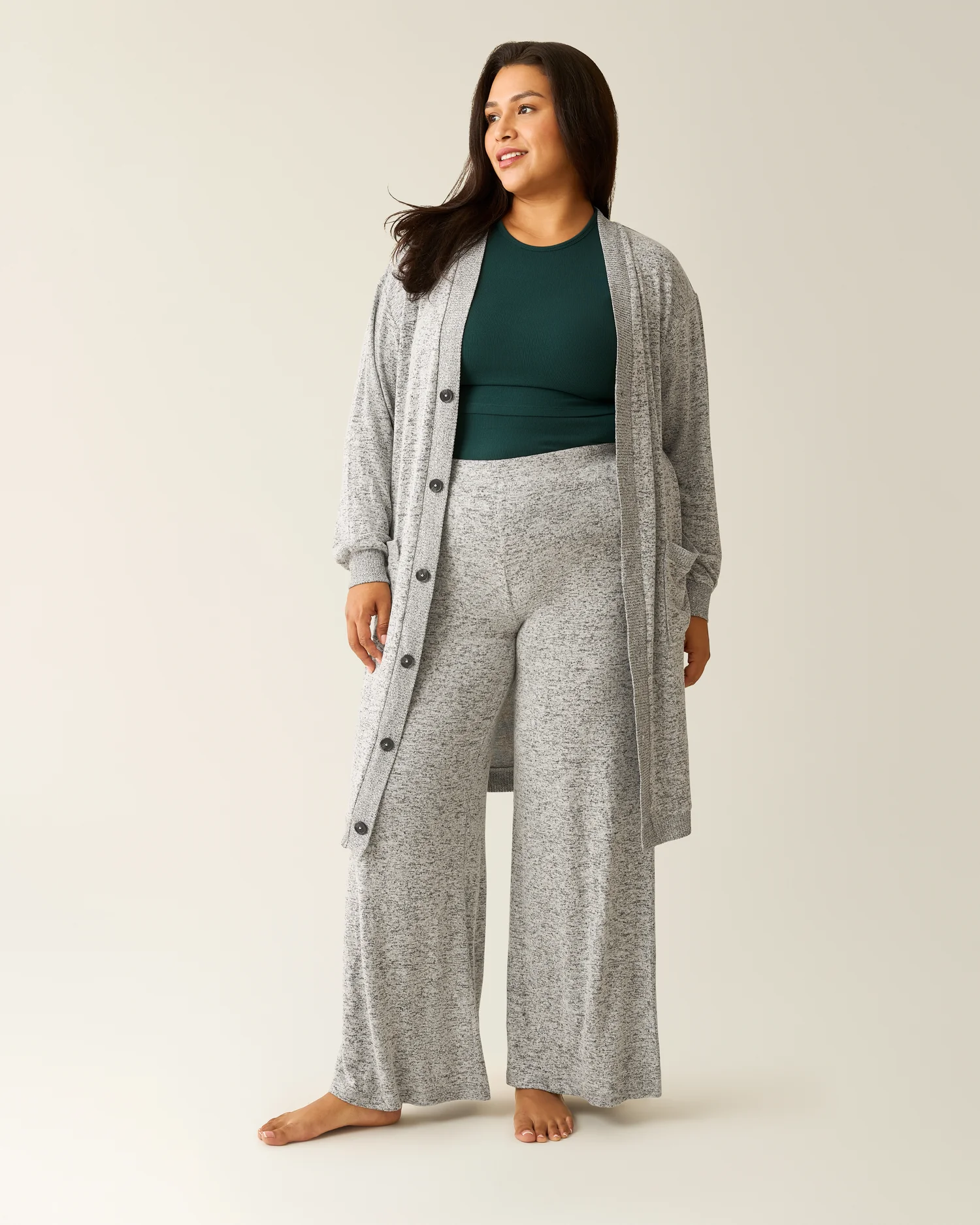 CozyKnit Wide Leg Lounge Pant | Grey Heather - Image 6
