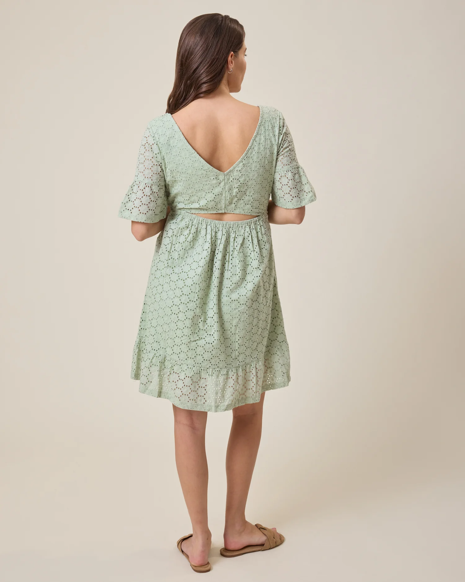 Dahlia Eyelet Maternity & Nursing Dress | Aqua Mist - Image 6