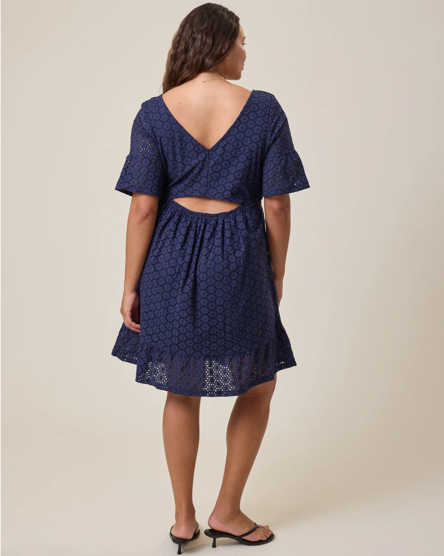 Dahlia Eyelet Maternity & Nursing Dress | Navy - Image 6