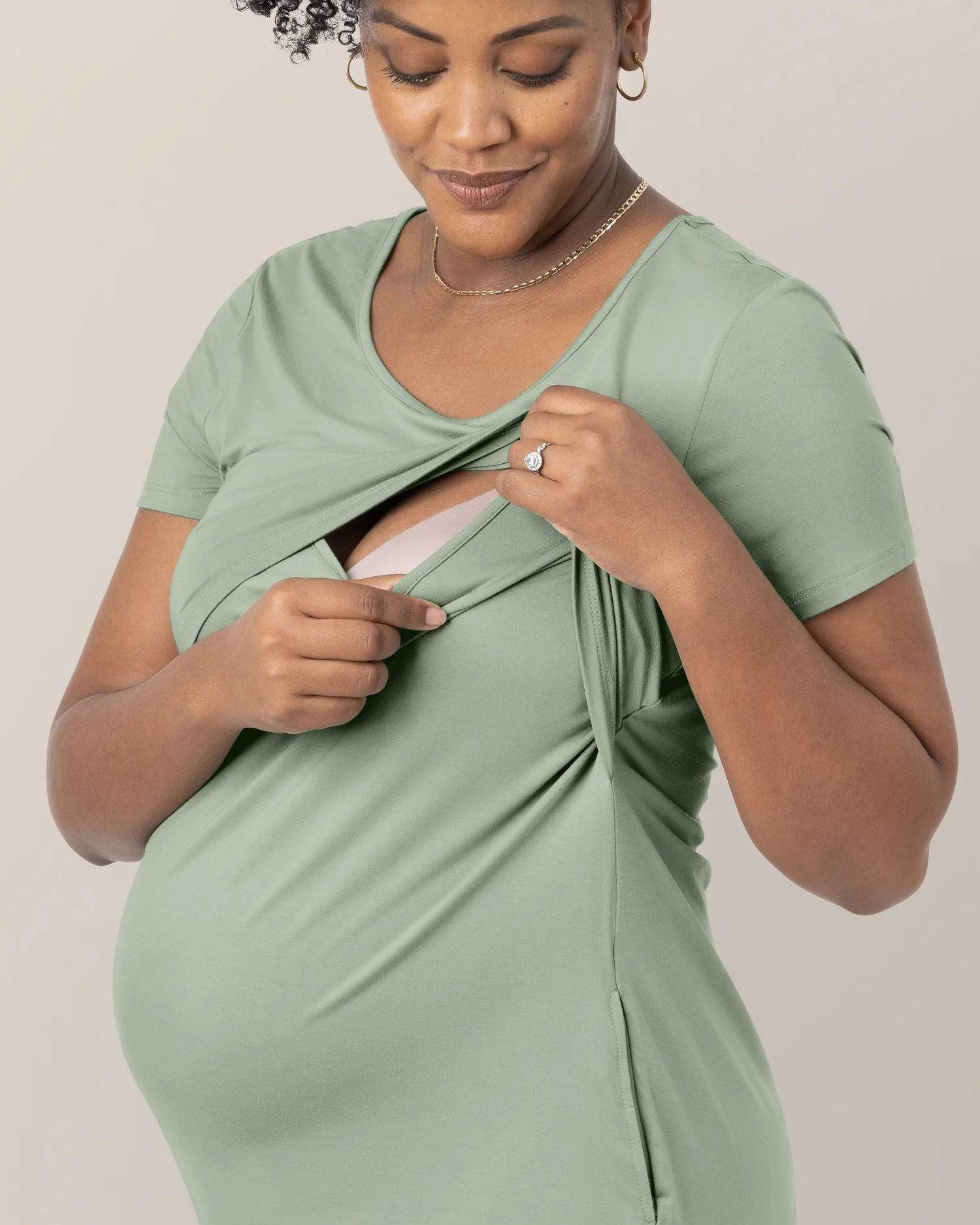 Eleanora Bamboo Maternity & Nursing Dress | Aqua Mist - Image 2