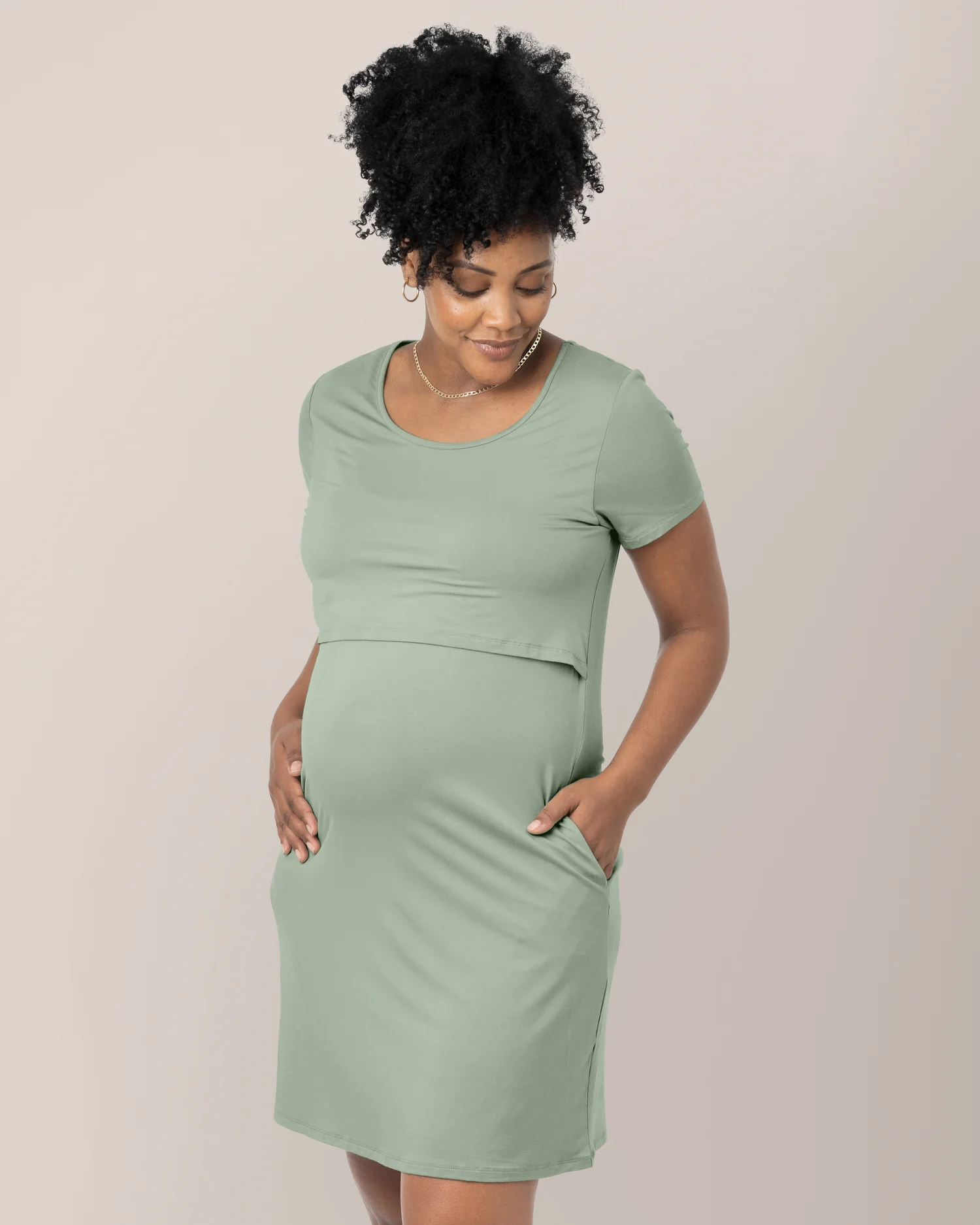 Eleanora Bamboo Maternity & Nursing Dress | Aqua Mist - Image 5