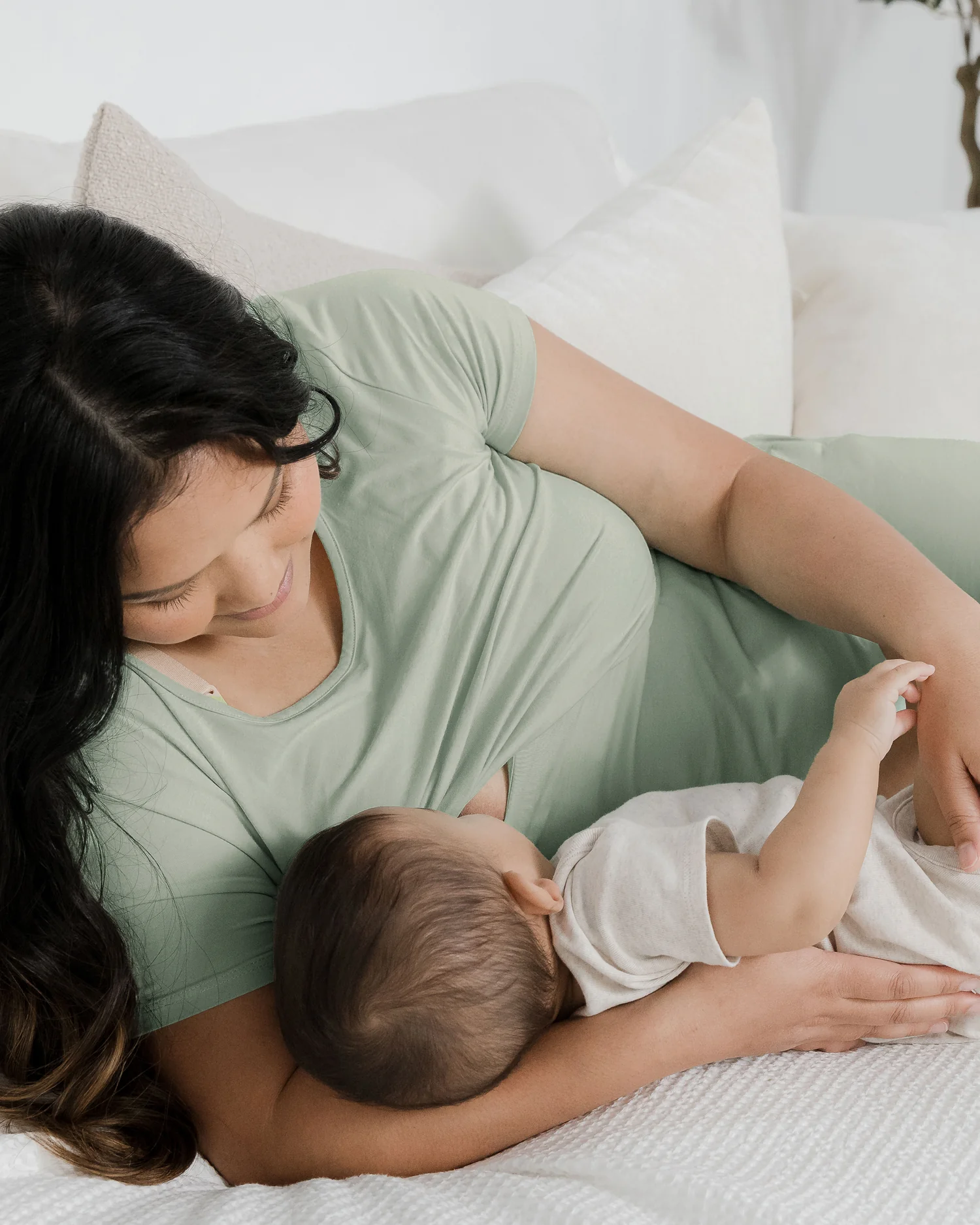 Eleanora Bamboo Maternity & Nursing Dress | Aqua Mist - Image 6