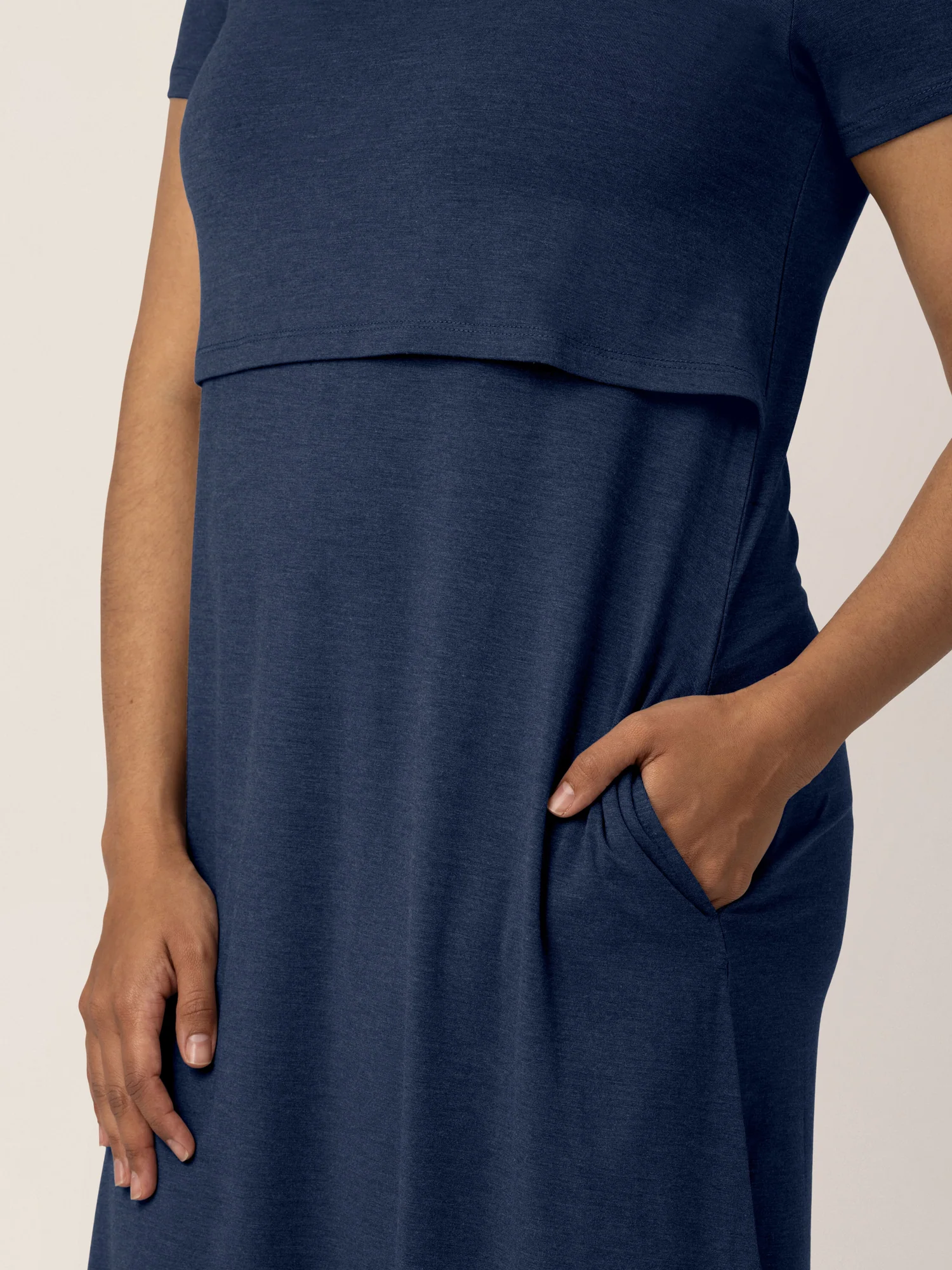 Eleanora Bamboo Maternity & Nursing Dress | Navy Heather - Image 5