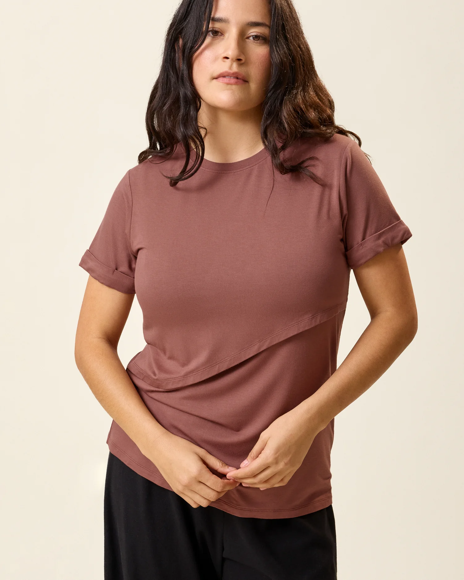 Asymmetrical Nursing T-shirt | Redwood
