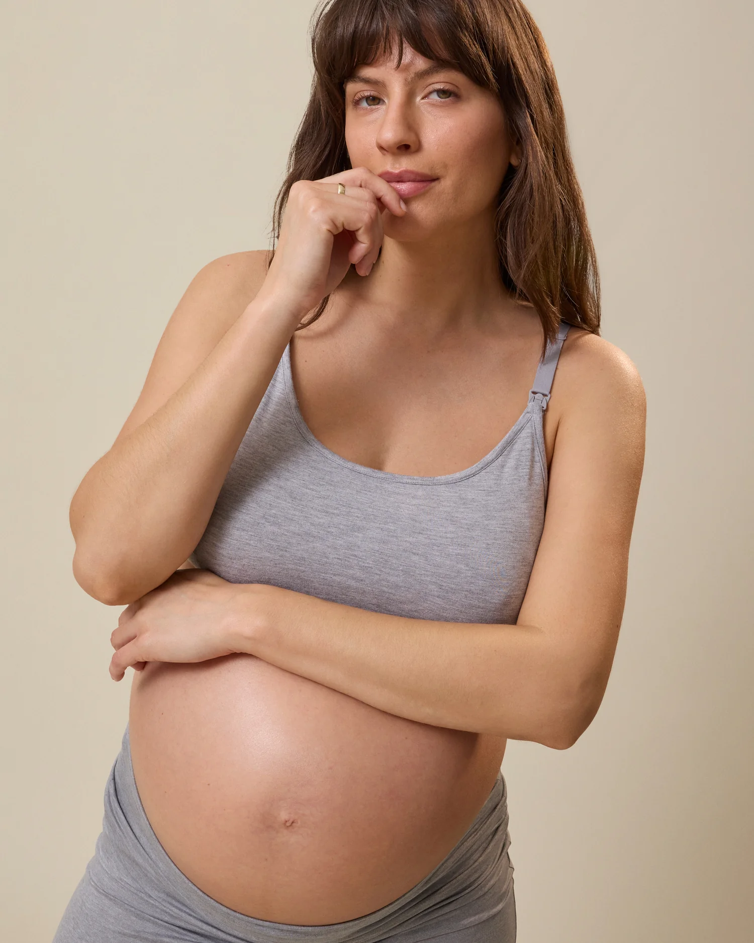French Terry Maternity & Nursing Bralette | Grey Heather - Image 4