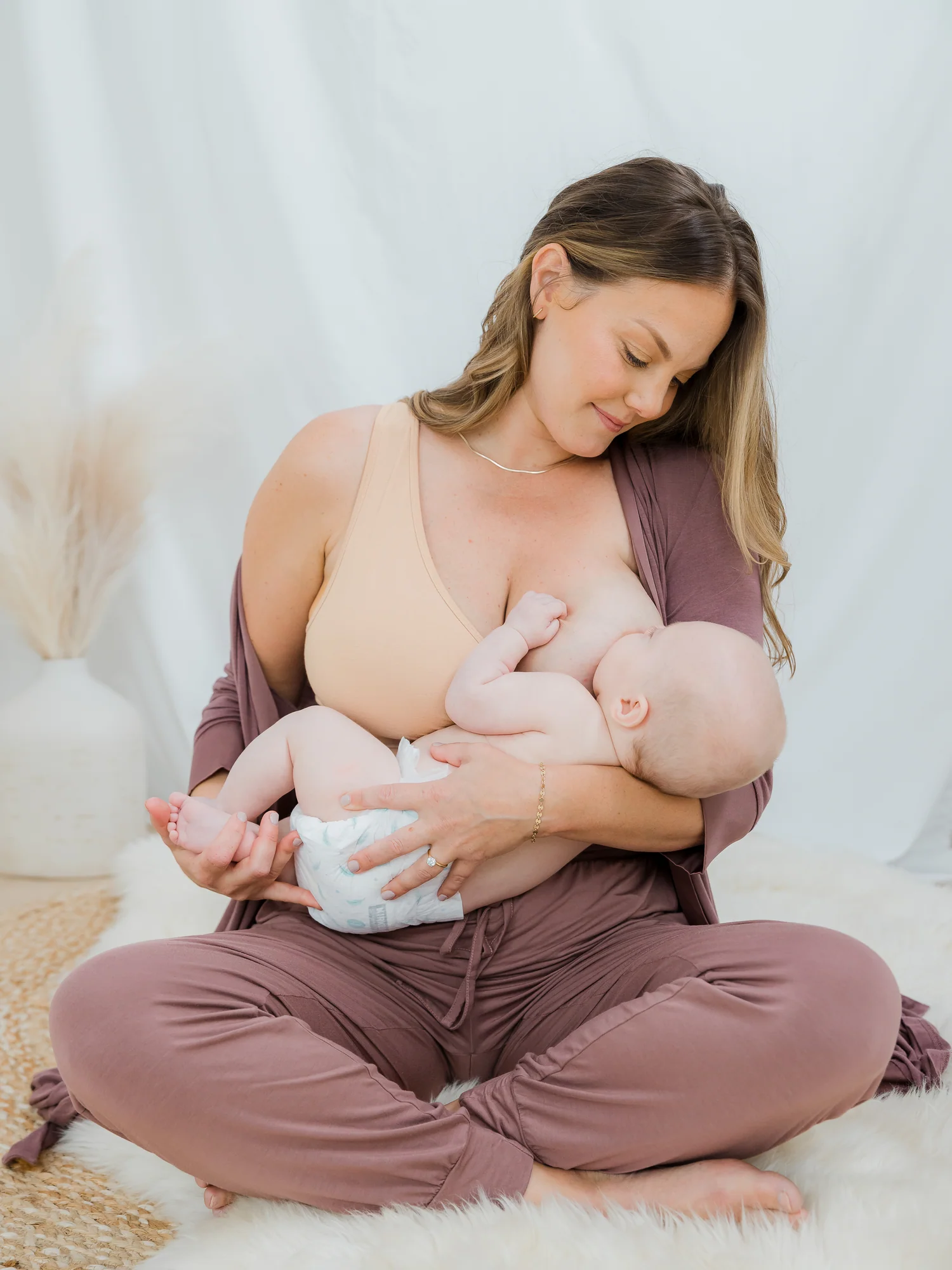 French Terry Racerback Nursing & Sleep Bra | Beige - Image 5