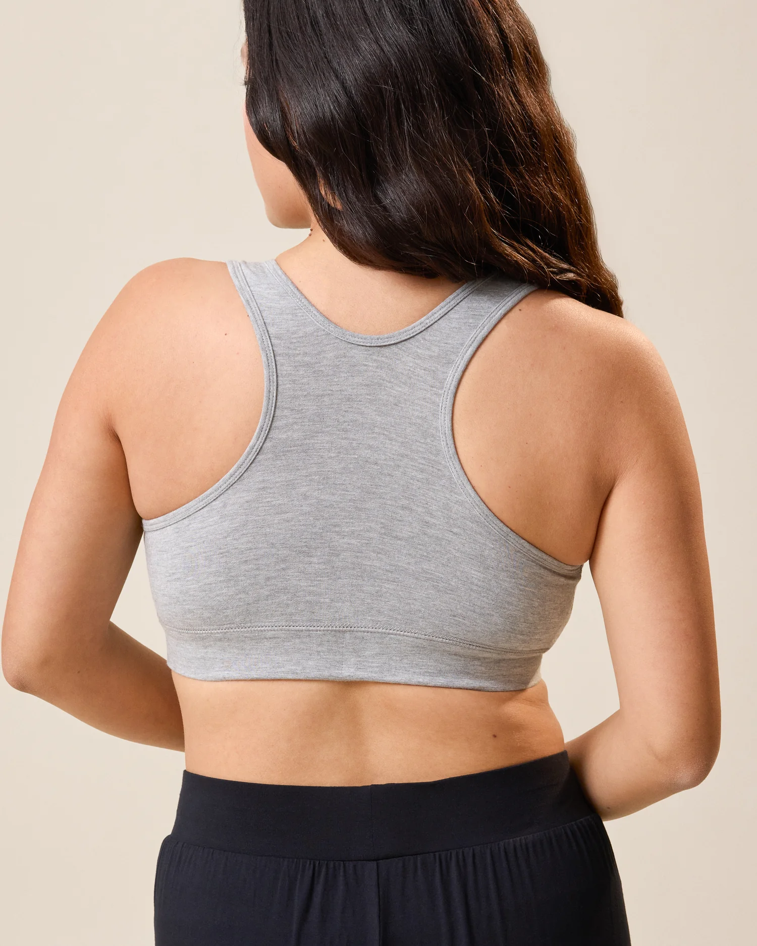 French Terry Racerback Nursing & Sleep Bra | Grey Heather - Image 4